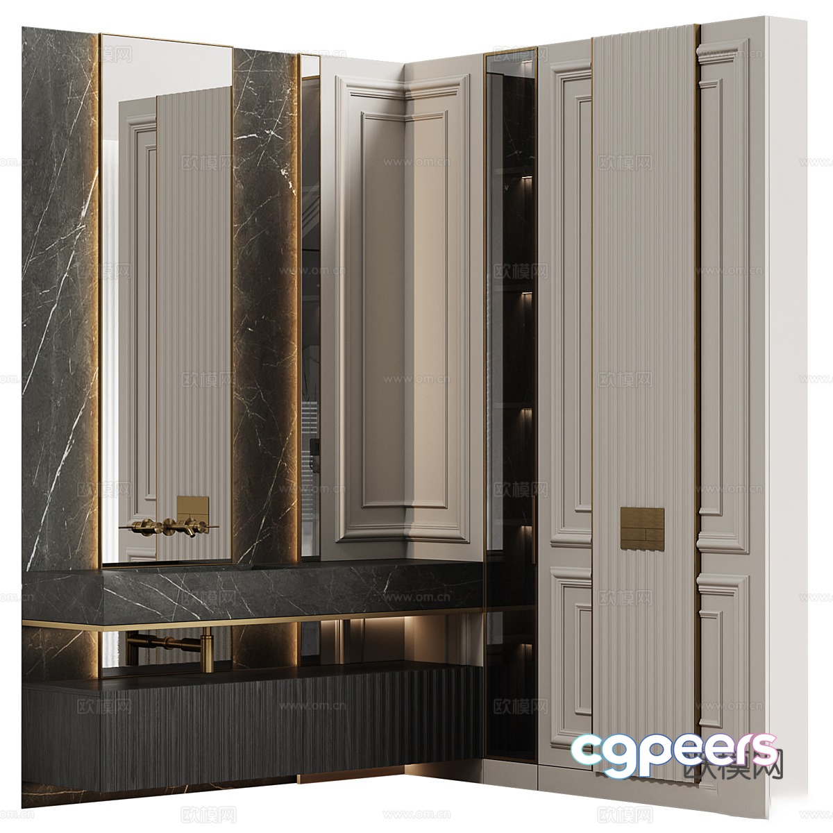 Neoclassical light luxury bathroom cabinet 3D model Neoclassical light luxury bathroom cabinet 3D model
