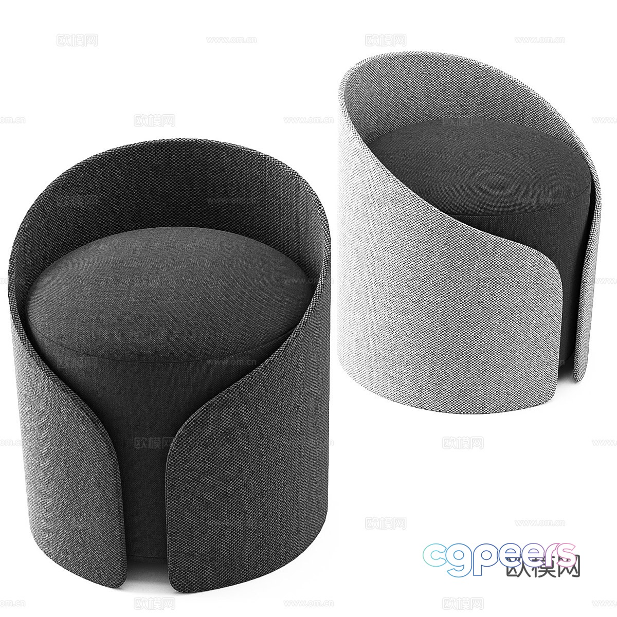 Fabric sofa stool low stool dressing stool shoe changing stool footstool round stool 3D model Fabric sofa stool low stool dressing stool shoe changing stool footstool round stool 3D model