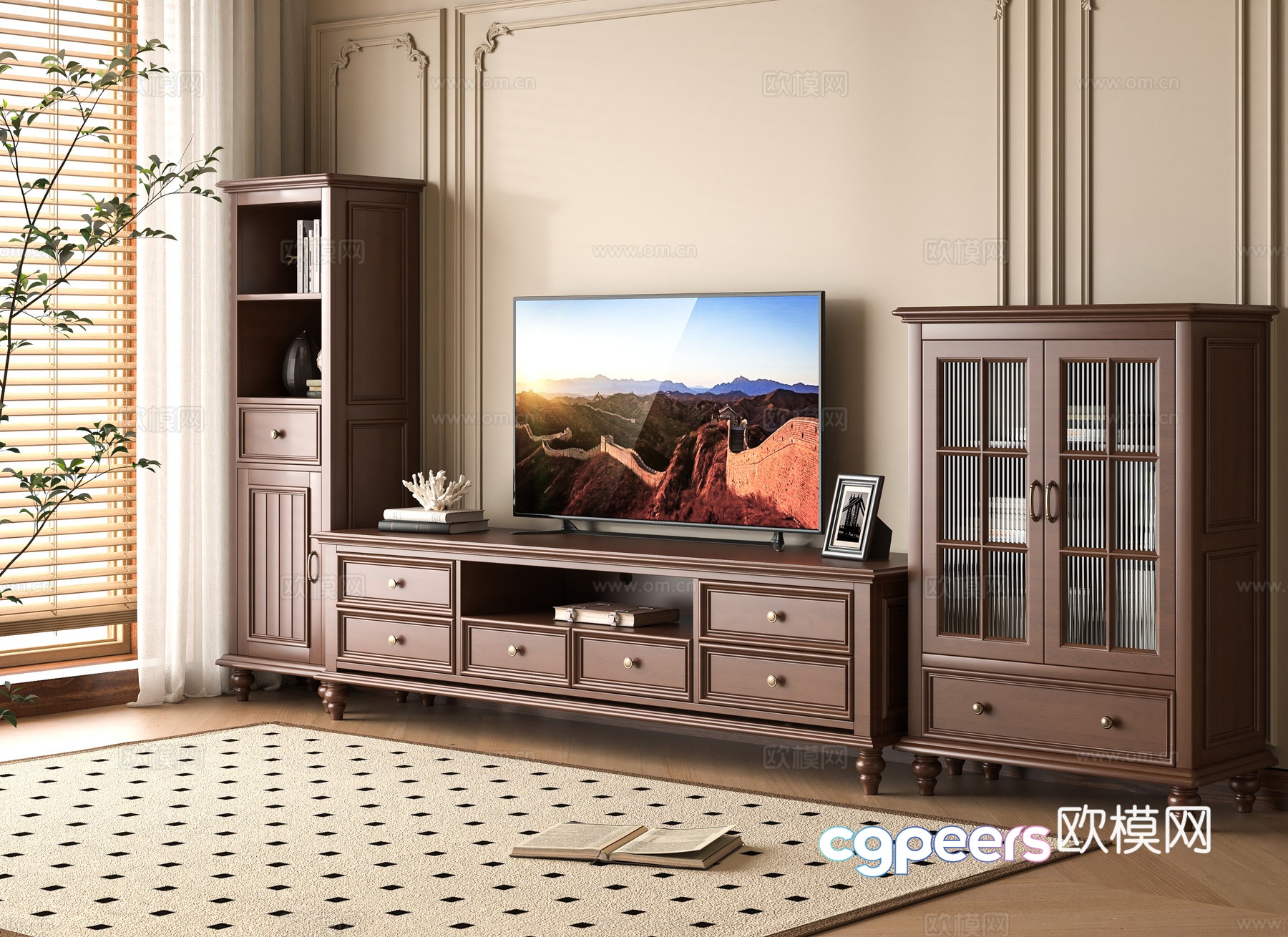 Middle-aged TV cabinet 3D model Middle-aged TV cabinet 3D model