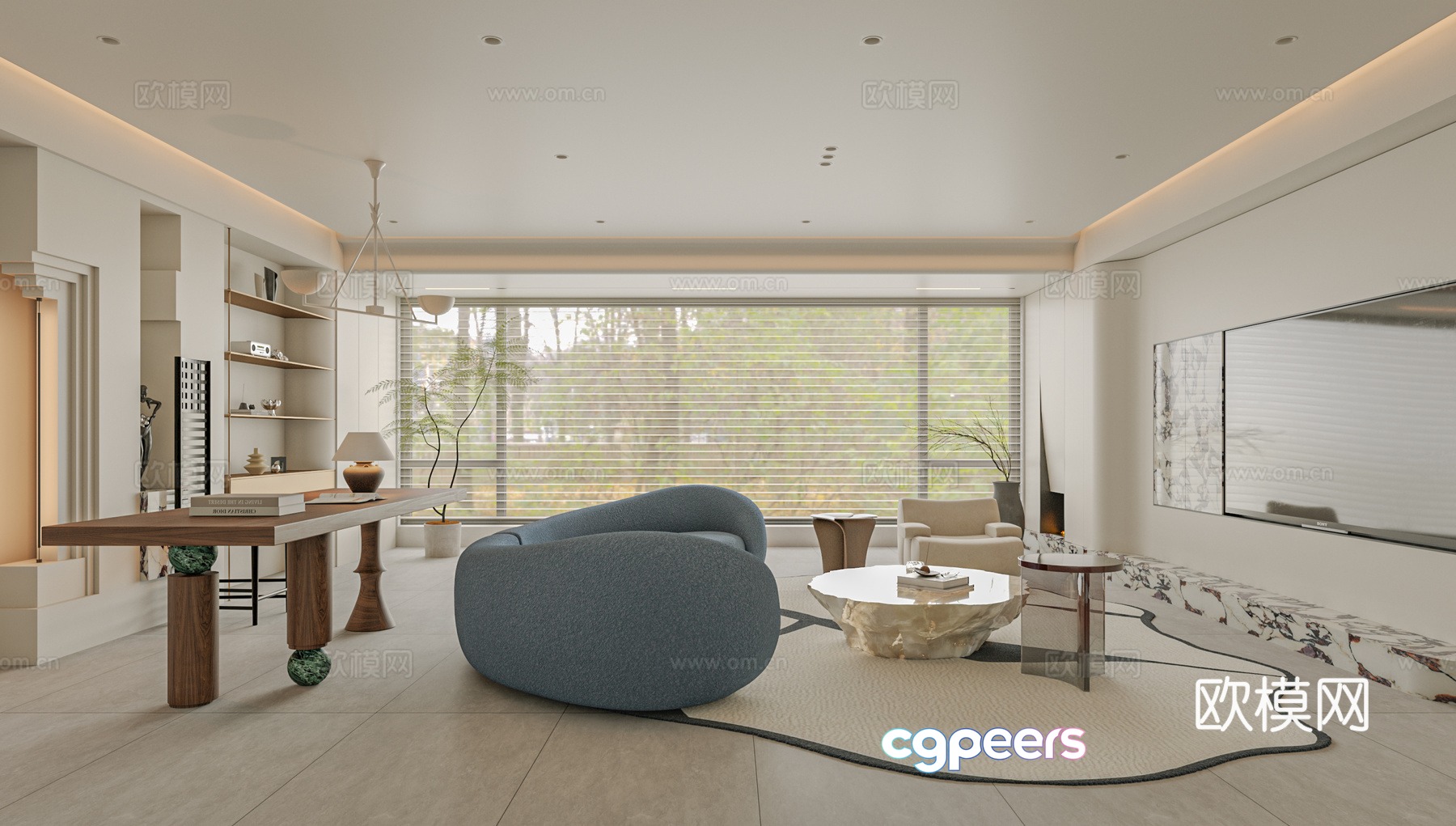 Modern living room sofa single chair coffee table 3d model Modern living room sofa single chair coffee table 3d model
