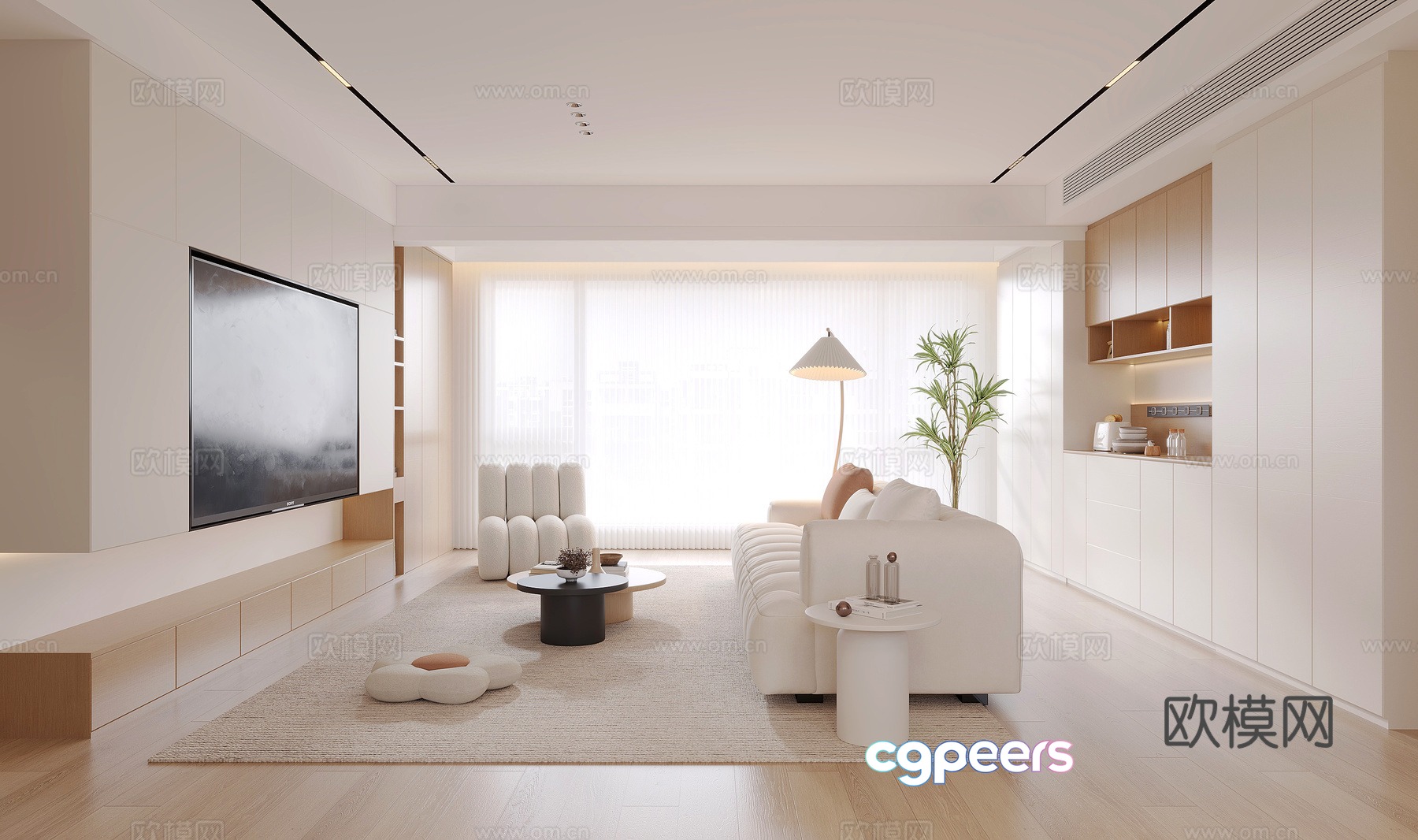Modern minimalist log style dining room sideboard 3D model Modern minimalist log style dining room sideboard 3D model