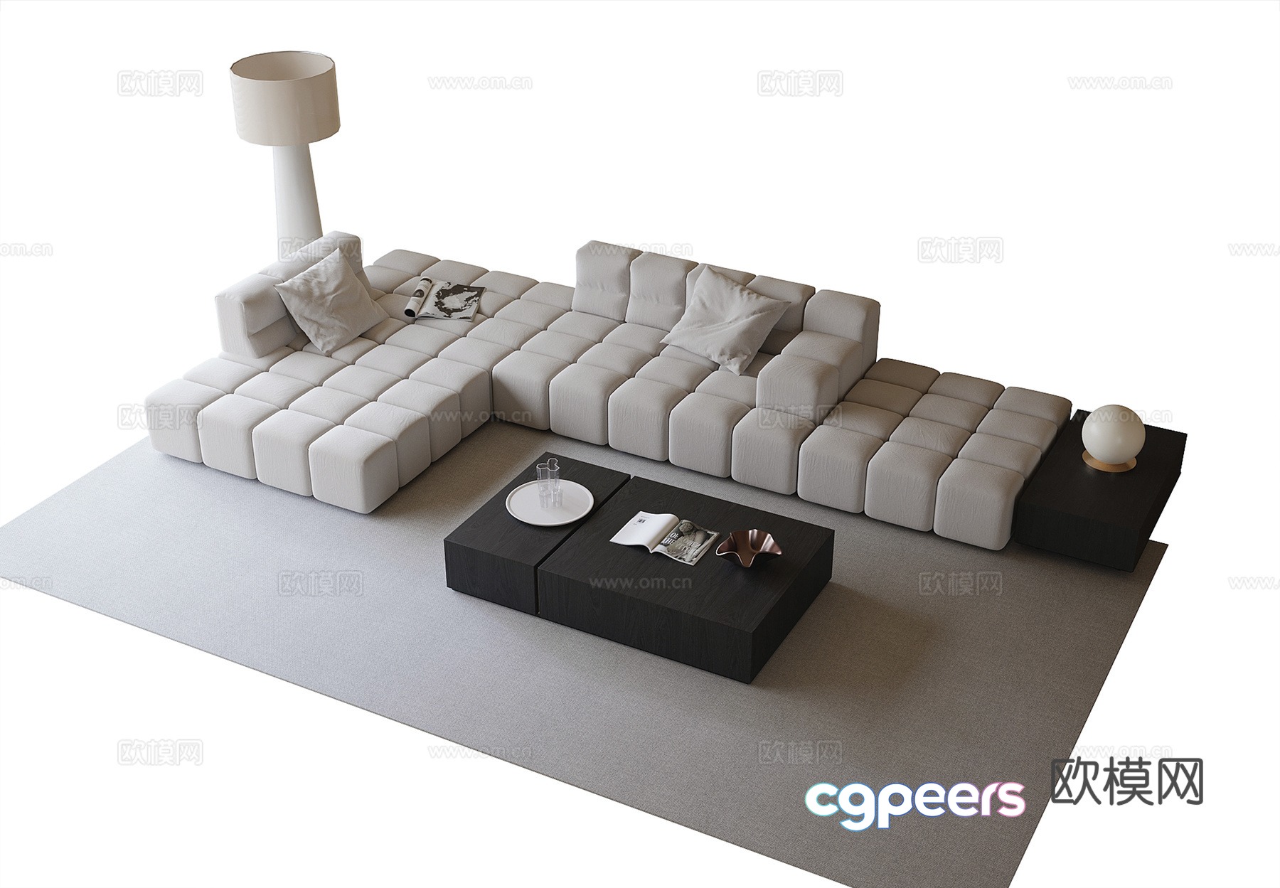 Modern sofa coffee table combination floor lamp multi-person sofa 3D model Modern sofa coffee table combination floor lamp multi-person sofa 3D model