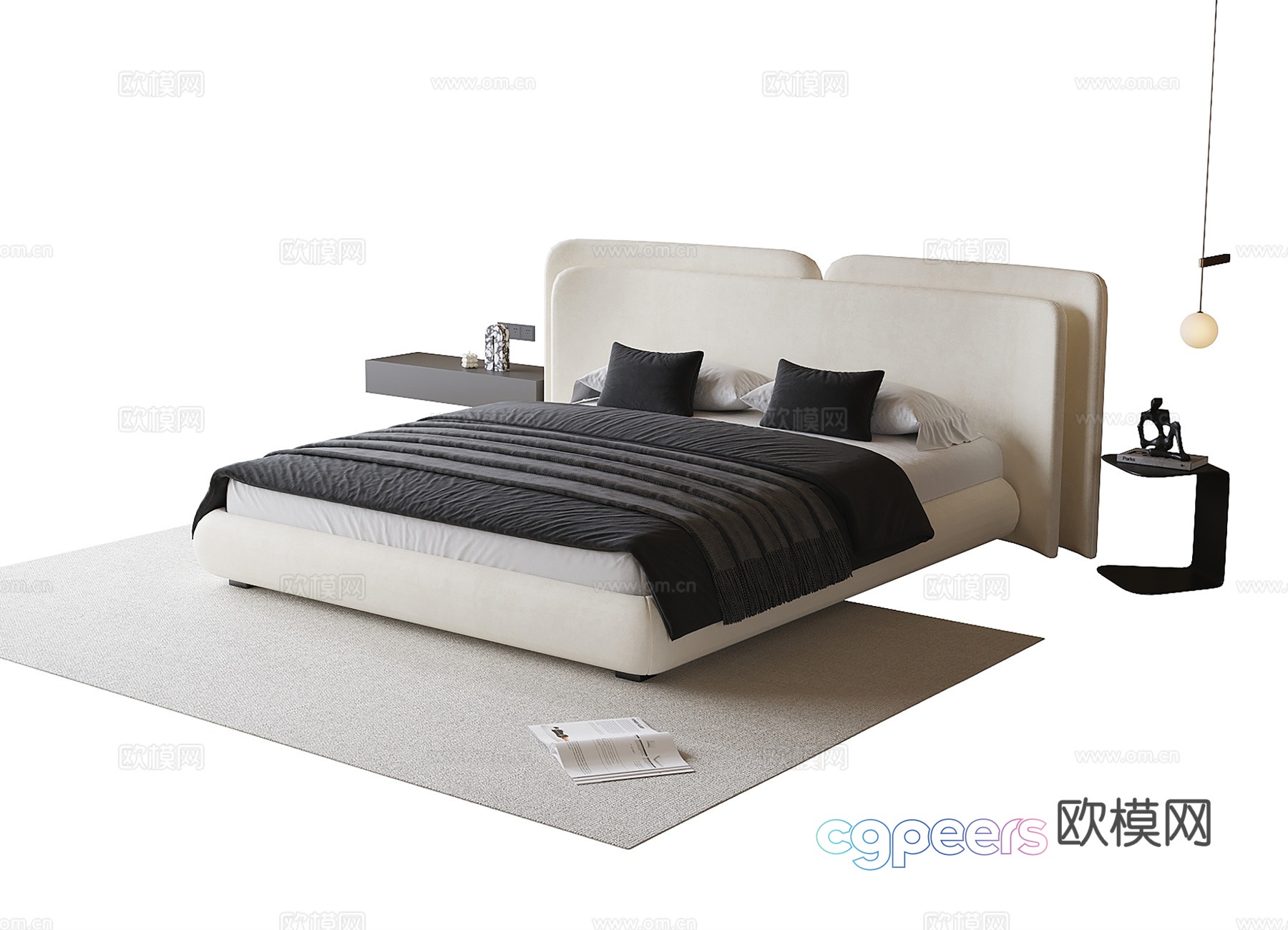 Modern double bed 3d model Modern double bed 3d model
