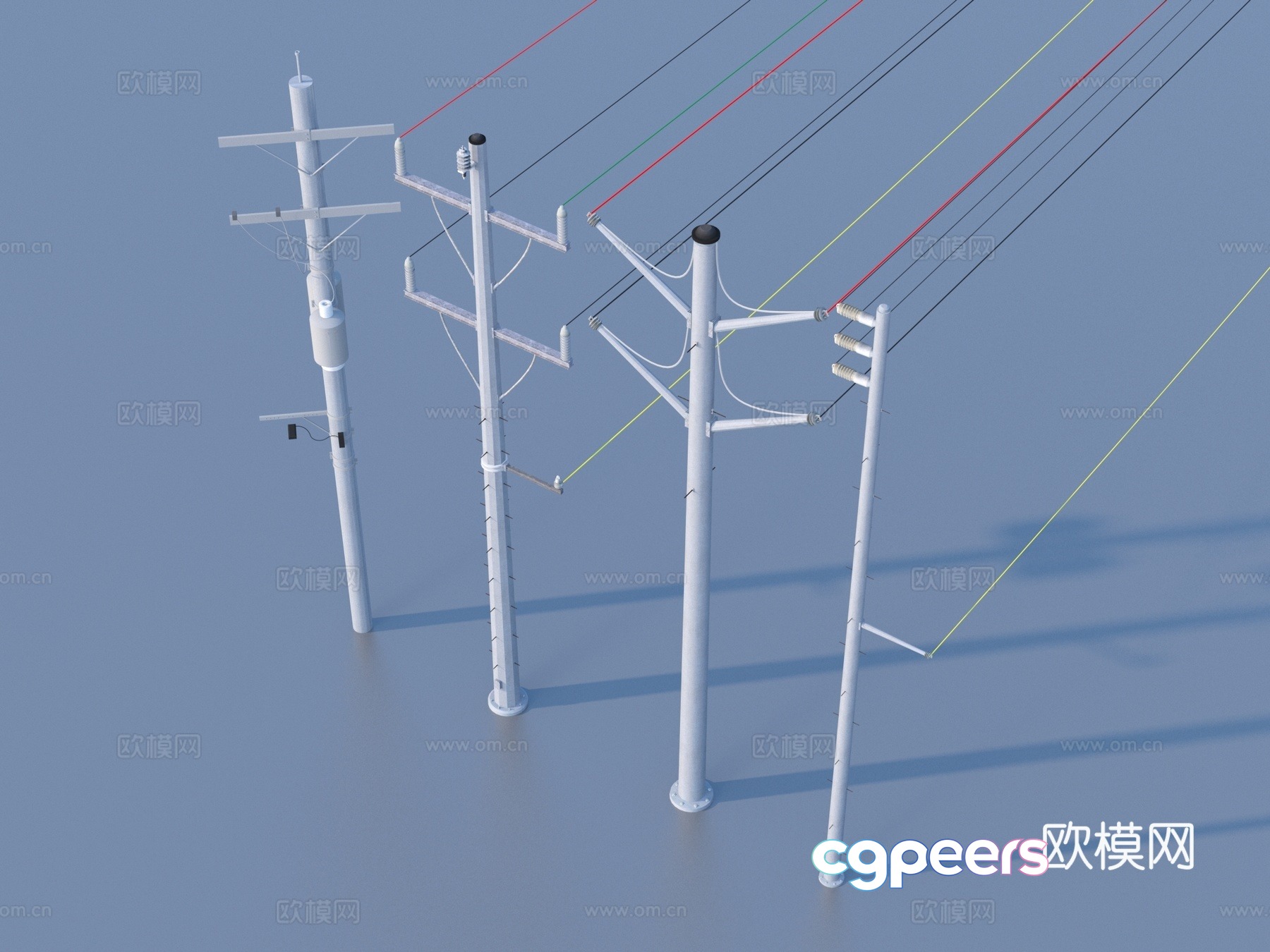 Telephone pole Wire High voltage wire AC wire 3D model Telephone pole Wire High voltage wire AC wire 3D model