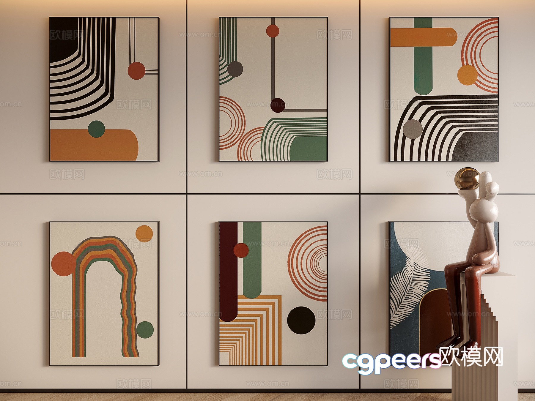 Modern minimalist decorative painting 3d model Modern minimalist decorative painting 3d model