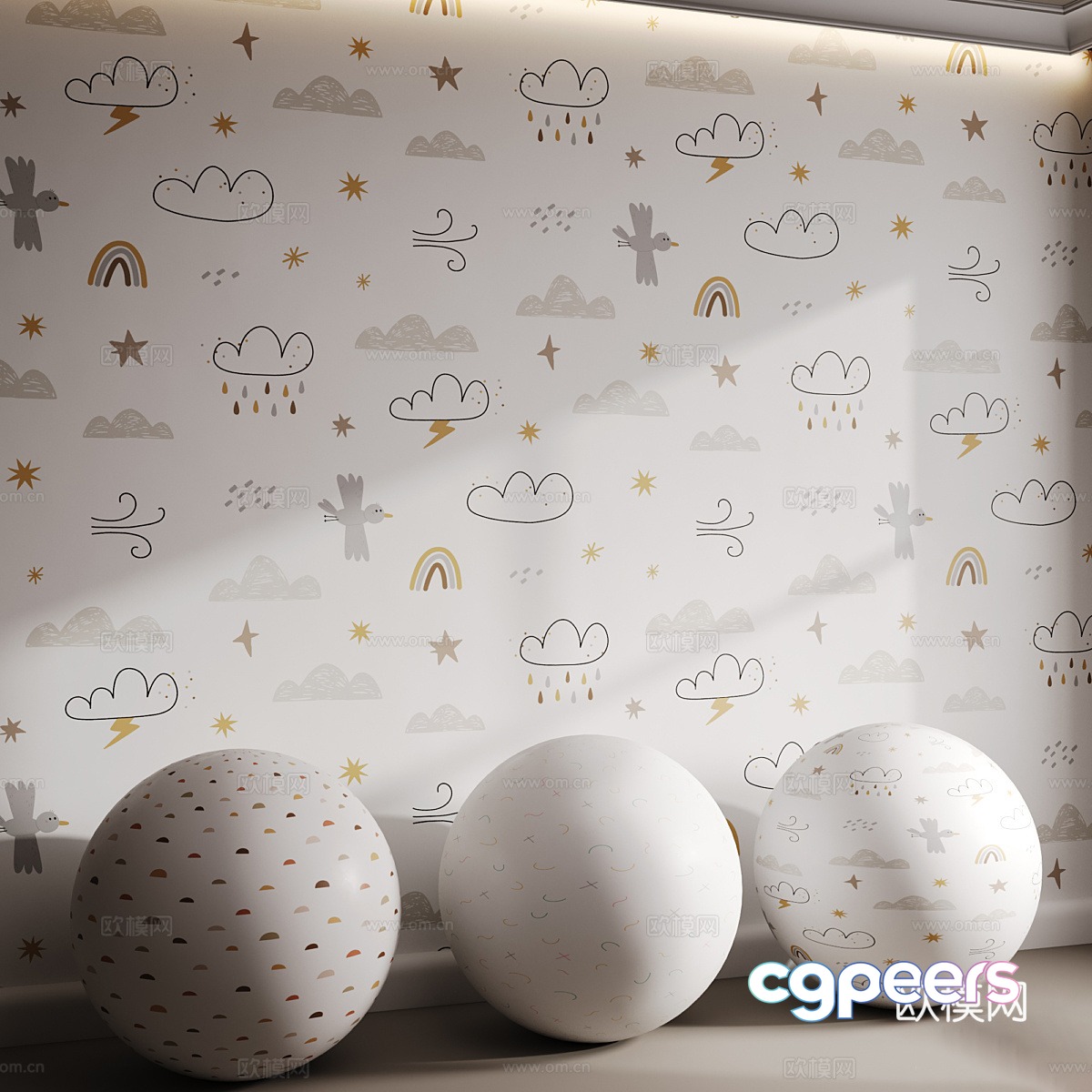 Modern children’s room wallpaper wall cloth 3d model Modern children’s room wallpaper wall cloth 3d model