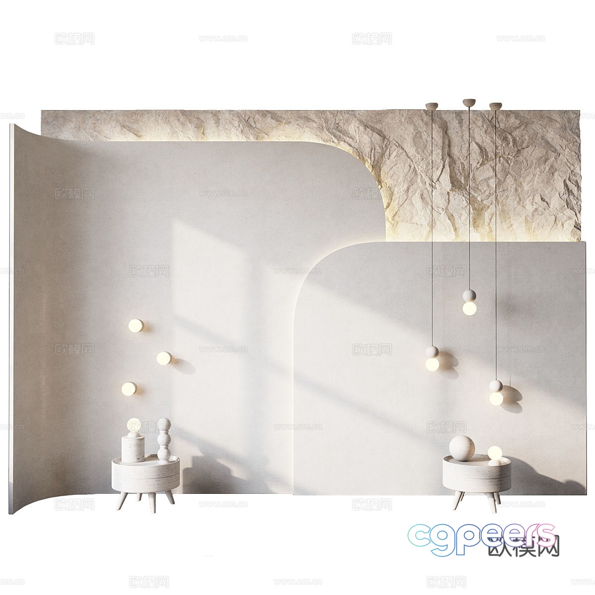 New Chinese style wabisa bedside background wall 3D model New Chinese style wabisa bedside background wall 3D model