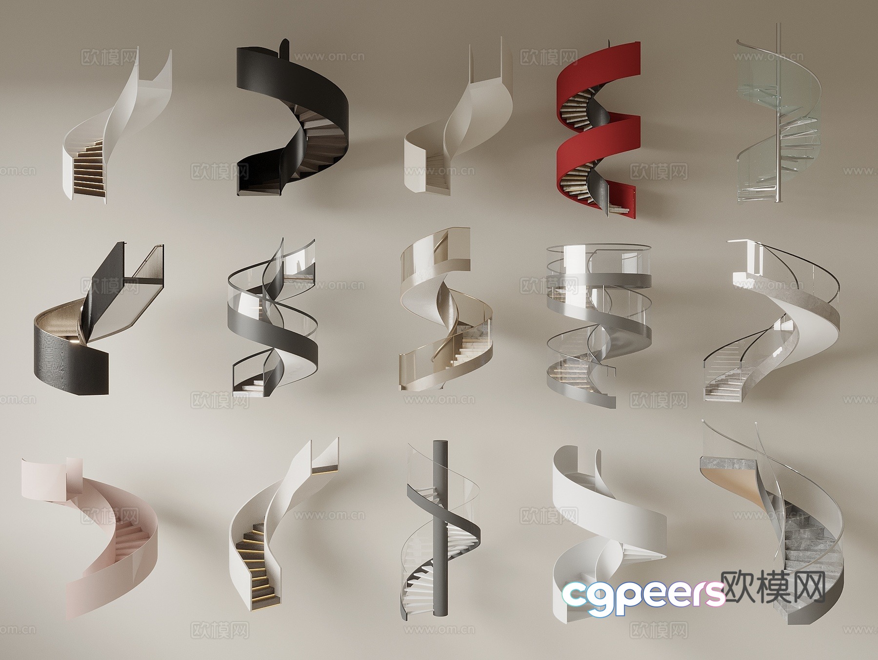 Modern spiral staircase 3d model Modern spiral staircase 3d model