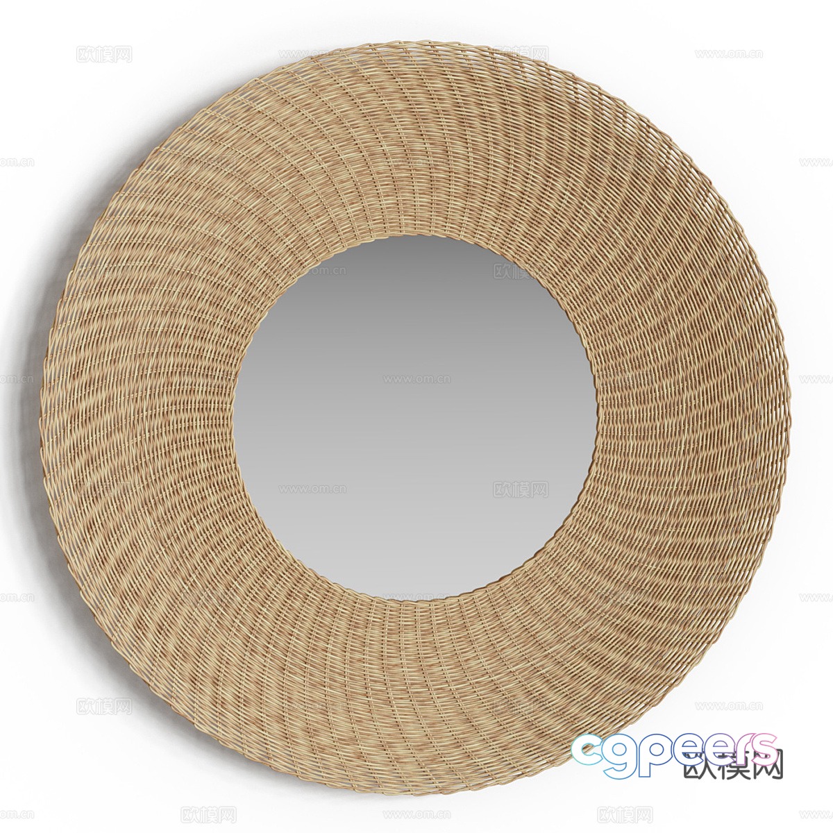 Rattan wicker frame wall mirror 3d model Rattan wicker frame wall mirror 3d model