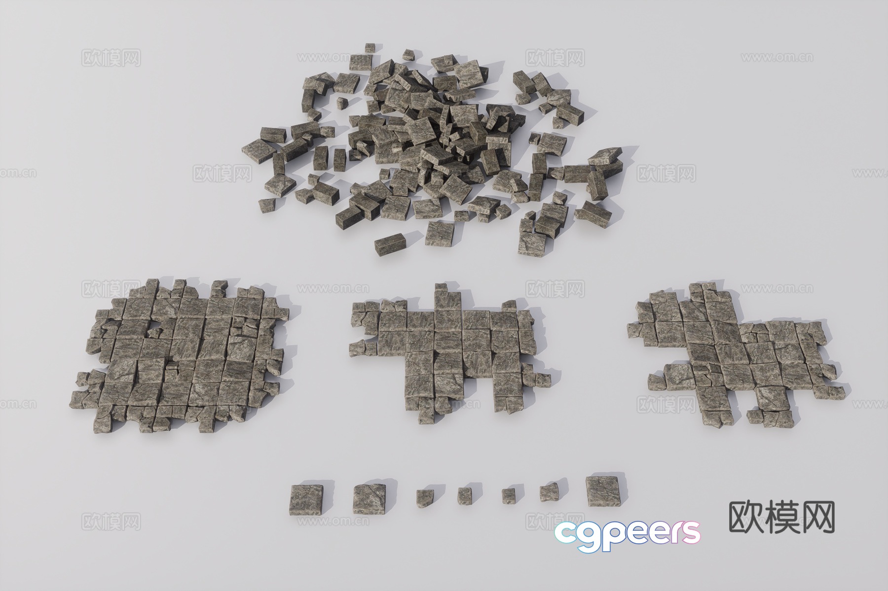 Brick pile 3d model Brick pile 3d model