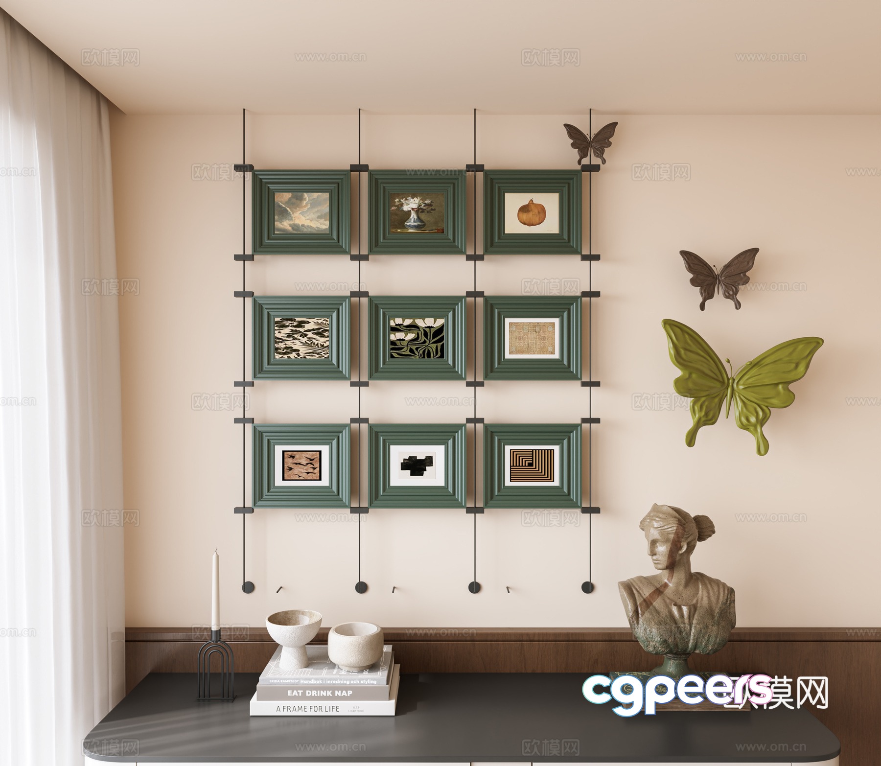 French combination decorative paintings hanging paintings butterfly wall decorations wall decorations art paintings borderless hanging paintings 3D model French combination decorative paintings hanging paintings butterfly wall decorations wall decorations art paintings borderless hanging paintings 3D model