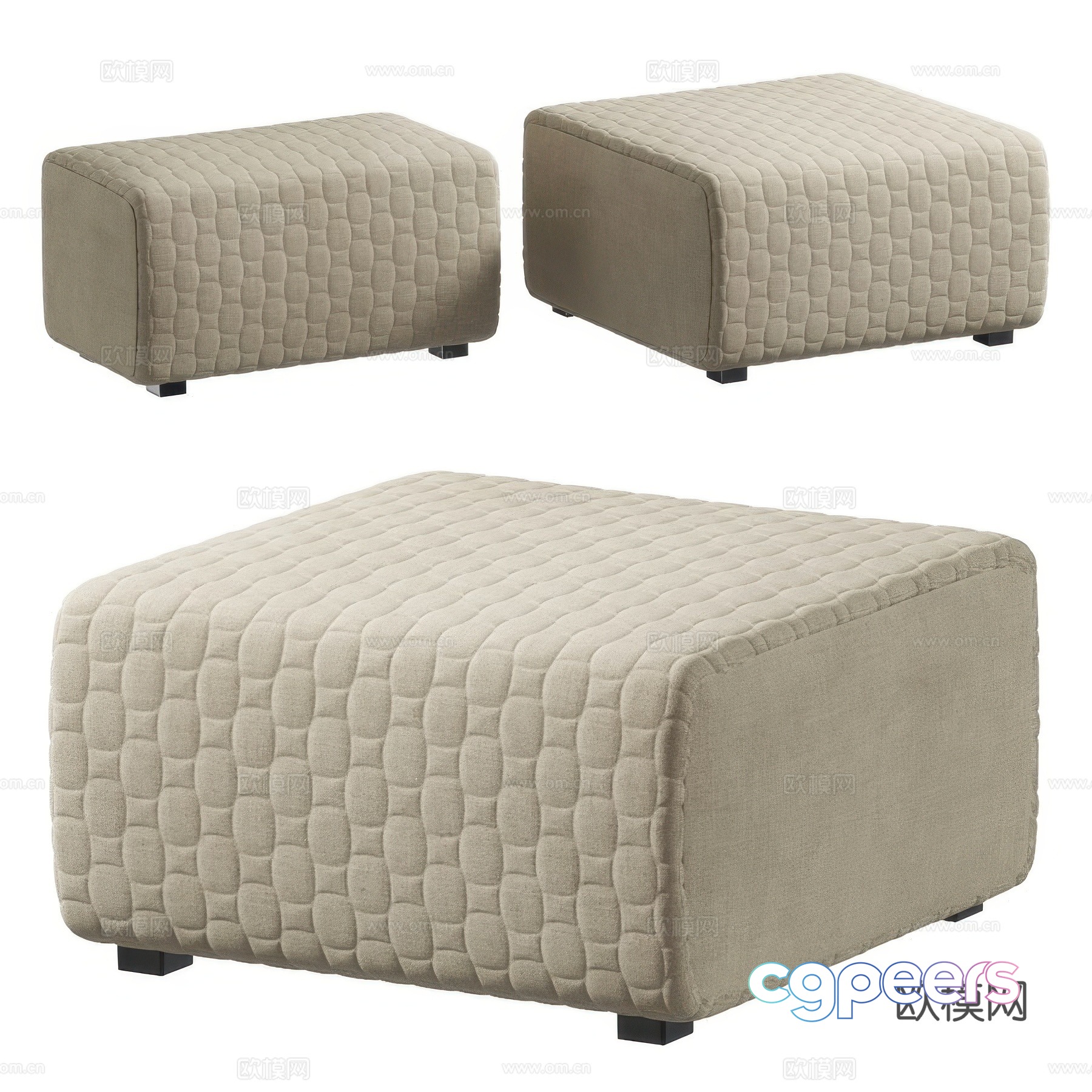New Chinese Intrecci Fabric Sofa Stool 3D Model New Chinese Intrecci Fabric Sofa Stool 3D Model
