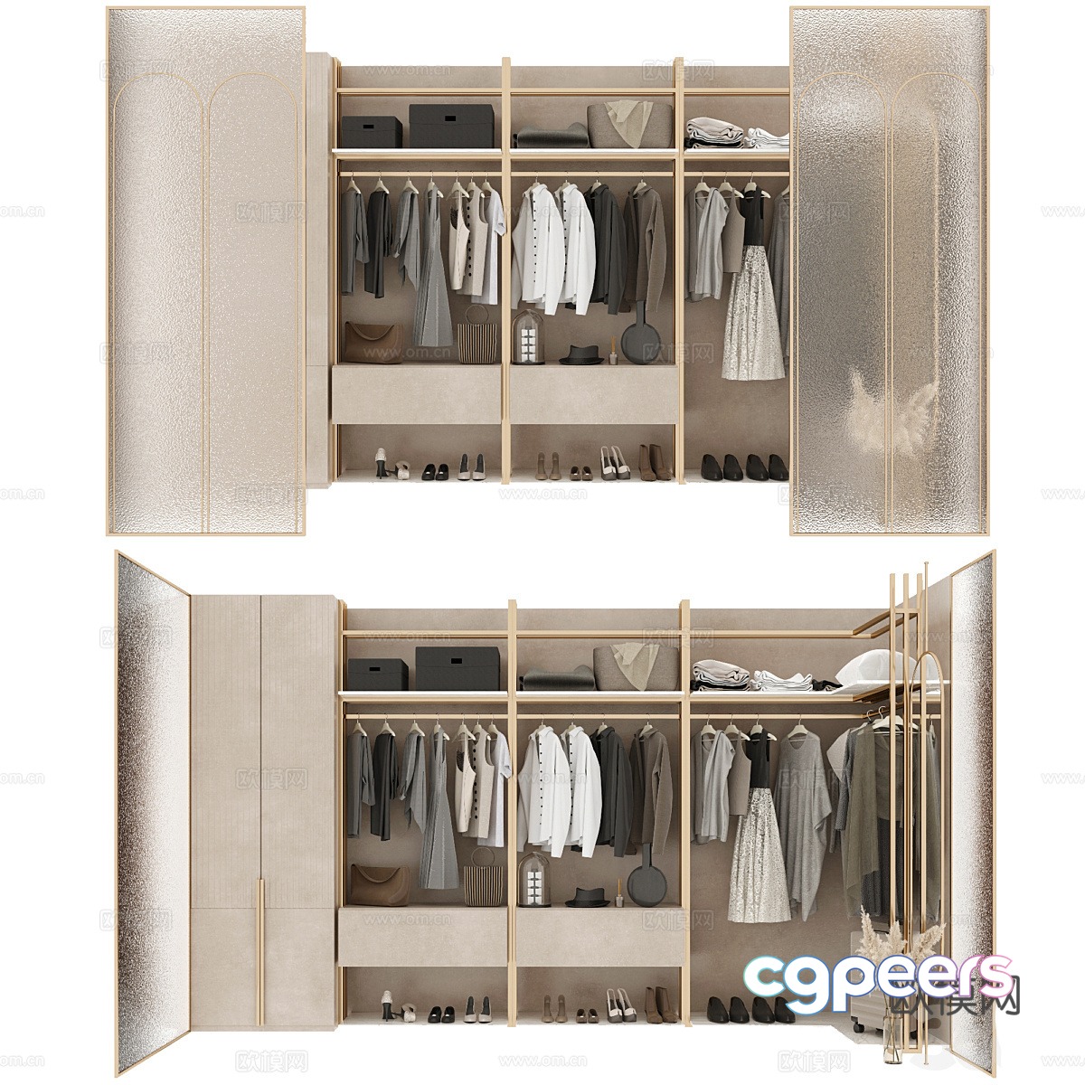 New Chinese style light luxury wardrobe cloakroom 3D model New Chinese style light luxury wardrobe cloakroom 3D model
