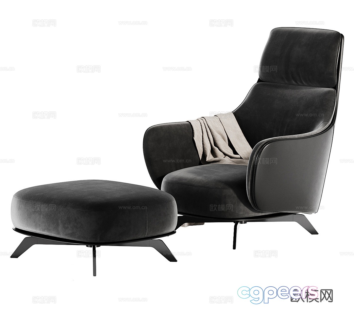 Outdoor leisure chair courtyard leisure chair fabric footrest leather leisure chair backrest chair recliner 3d model Outdoor leisure chair courtyard leisure chair fabric footrest leather leisure chair backrest chair recliner 3d model