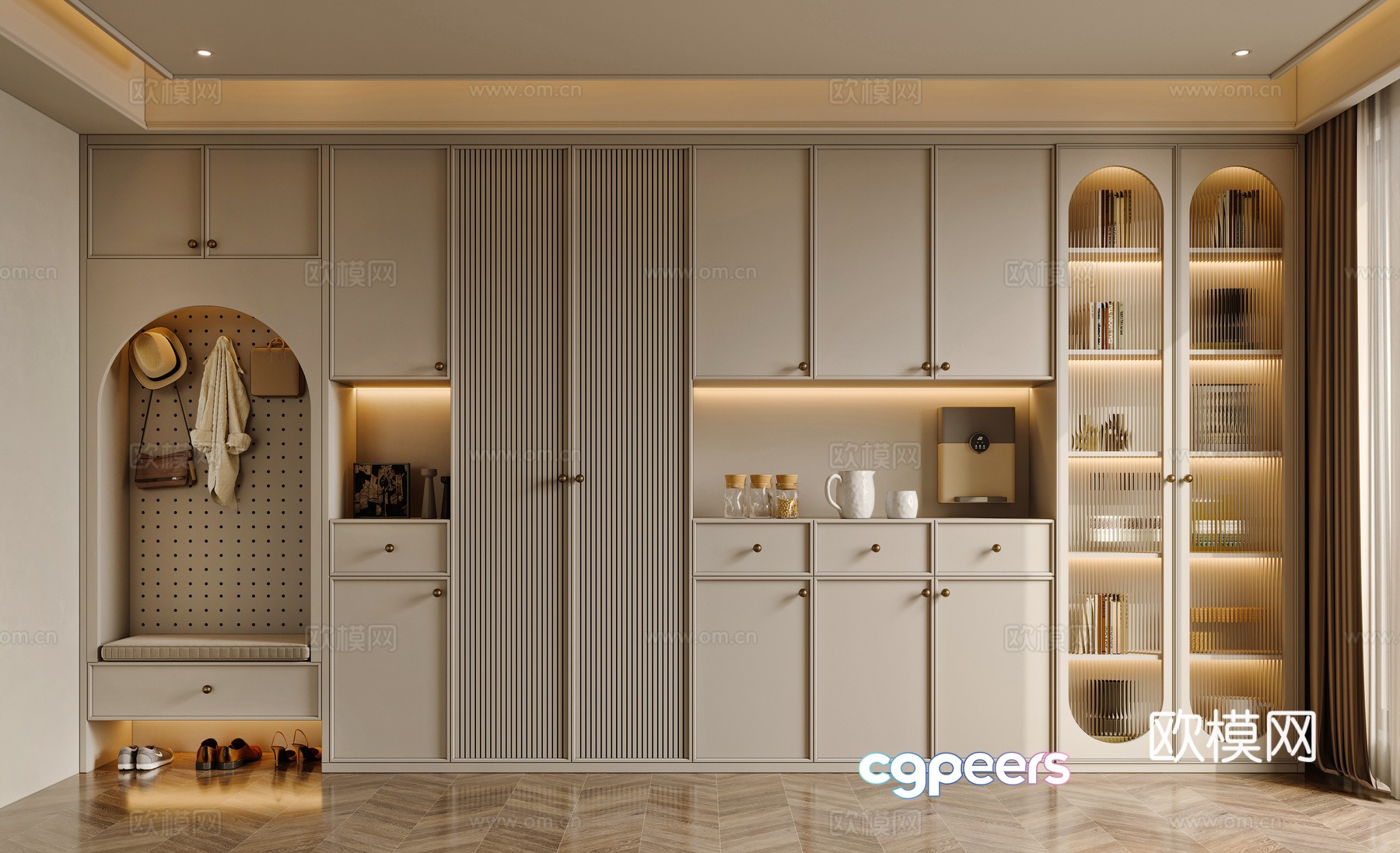 French shoe cabinet sideboard 3D model French shoe cabinet sideboard 3D model