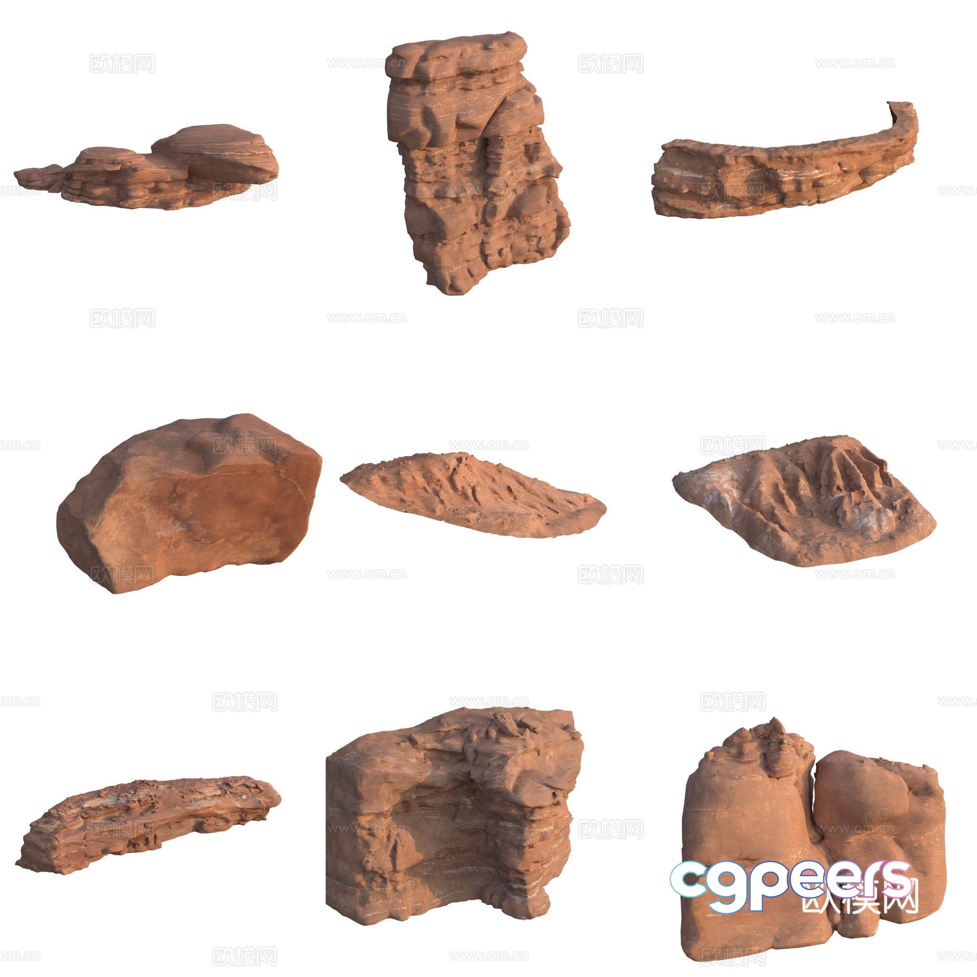 Sandstone large stone stone wall boulder 3D model Sandstone large stone stone wall boulder 3D model