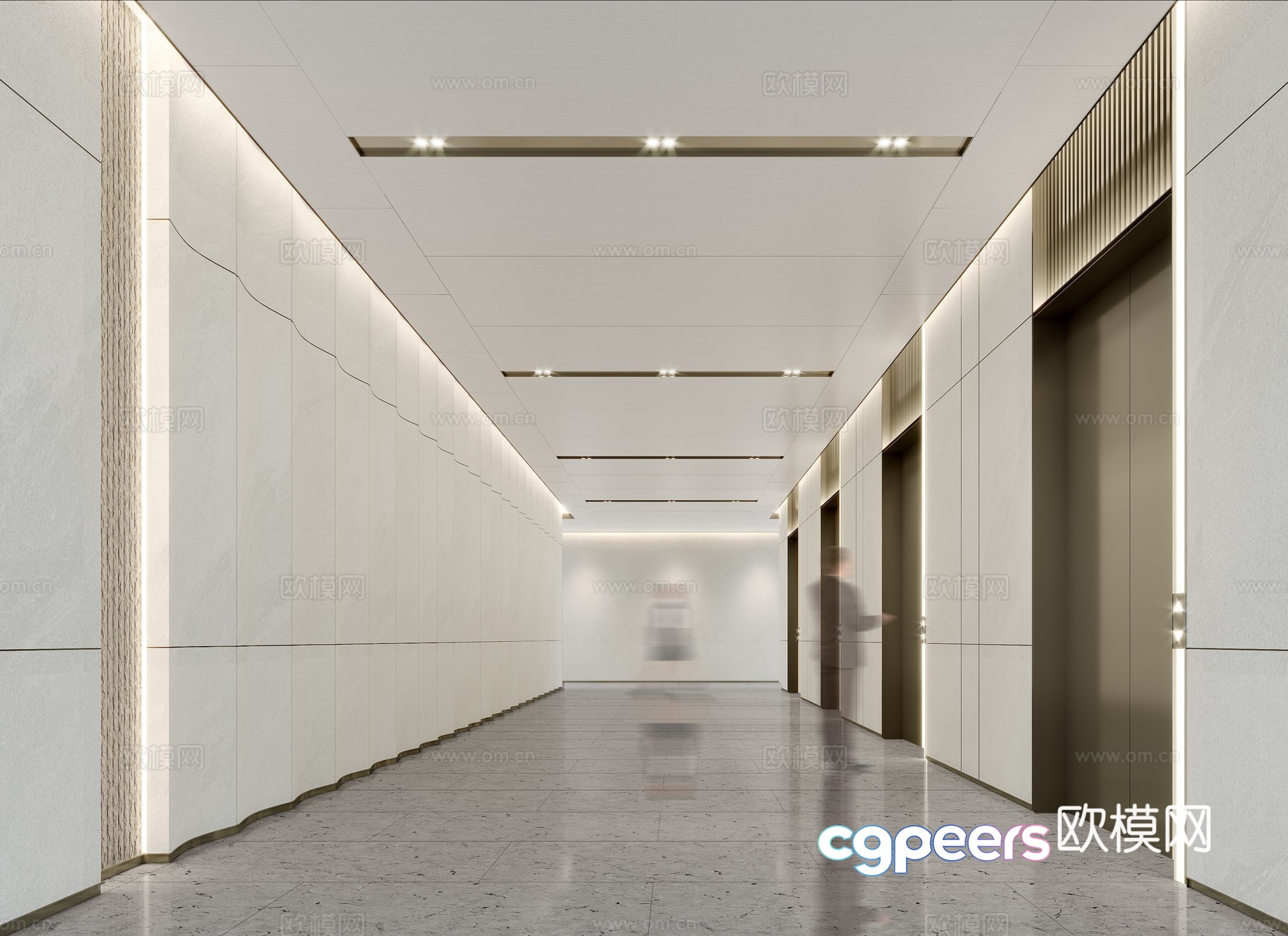 Modern elevator hall 3d model Modern elevator hall 3d model