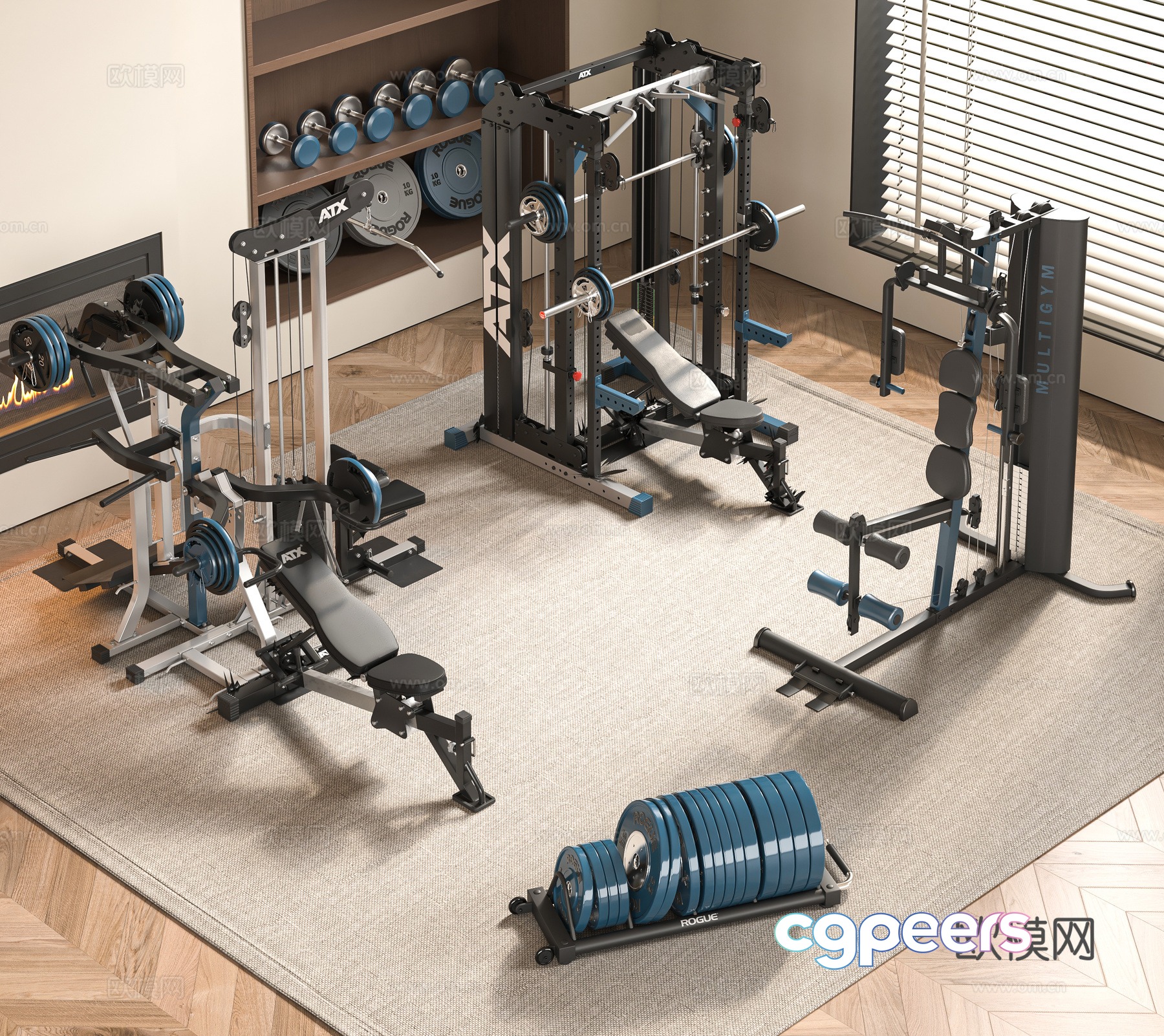 Modern fitness equipment 3d model Modern fitness equipment 3d model