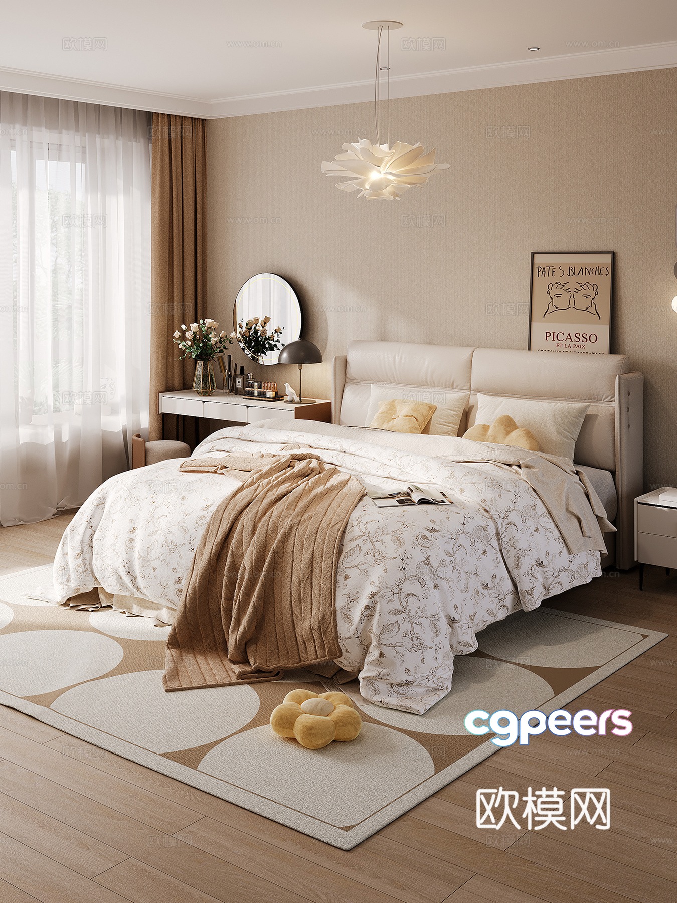 American simple European home bedroom 3D model American simple European home bedroom 3D model