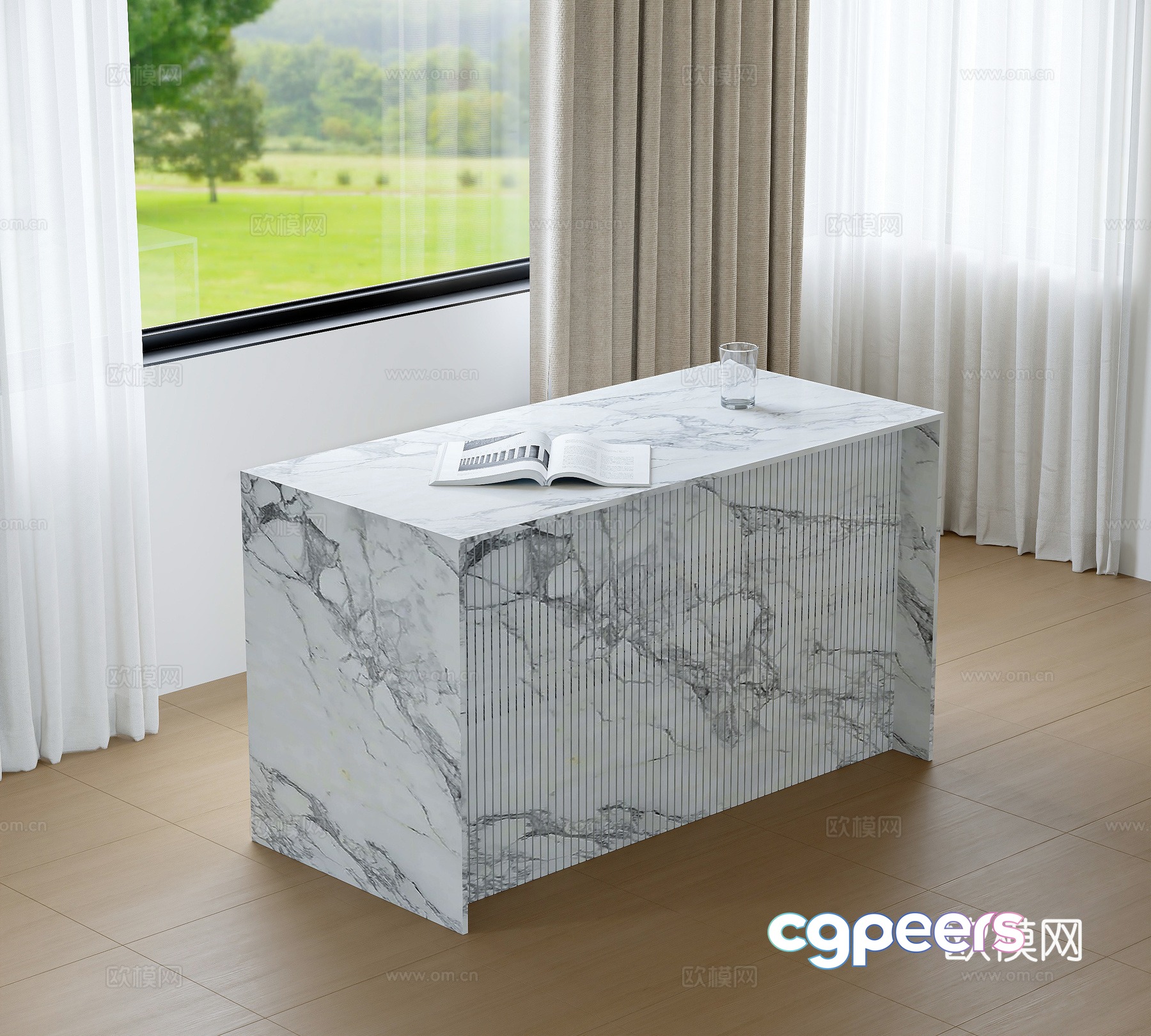 Modern marble island 3d model Modern marble island 3d model