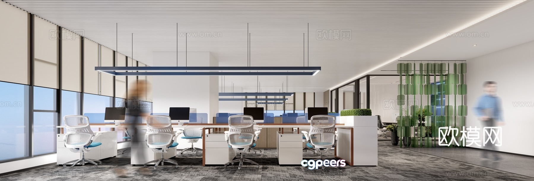 Modern open office area 3d model Modern open office area 3d model