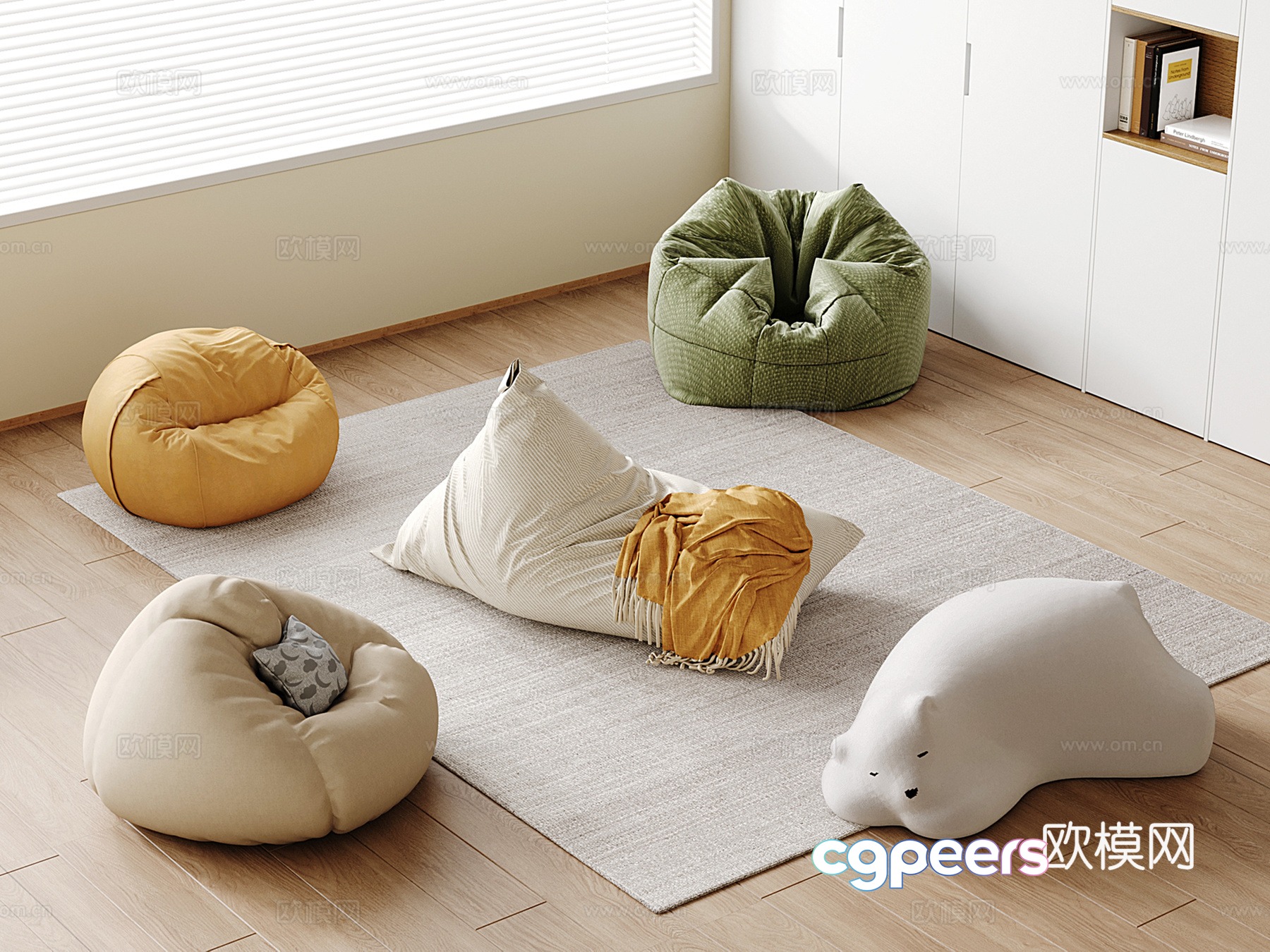 Modern lazy sofa combination papa Bean bag lazy sofa 3D model Modern lazy sofa combination papa Bean bag lazy sofa 3D model