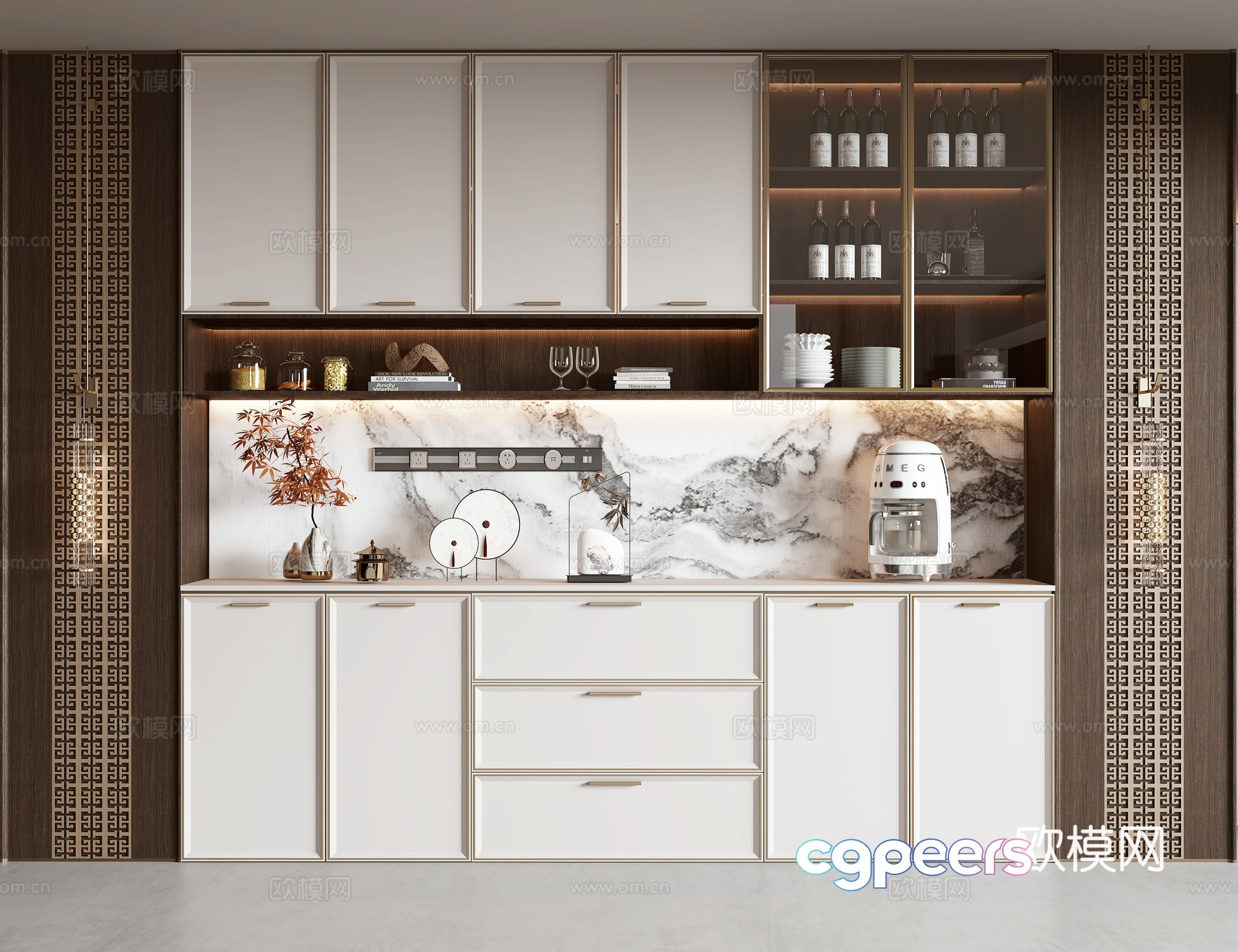 New Chinese wine cabinet 3D model New Chinese wine cabinet 3D model