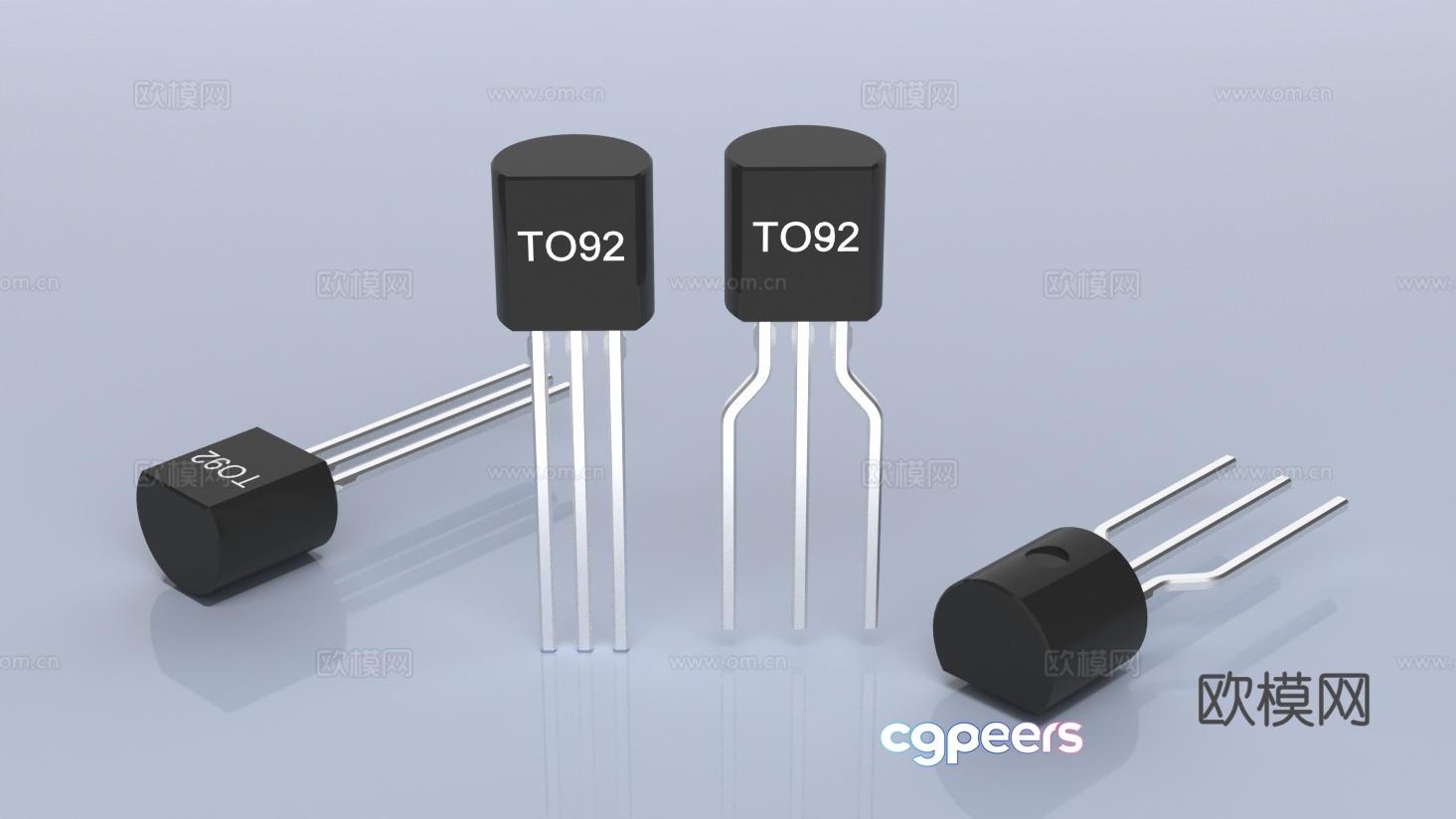 TO92 transistor electronic components transistor 3d model TO92 transistor electronic components transistor 3d model