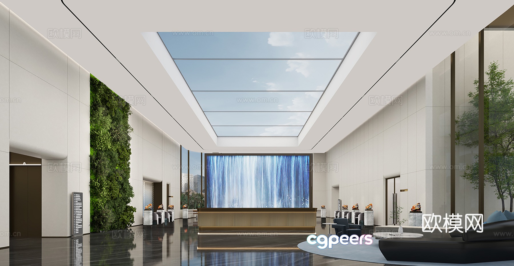 Modern business lobby 3d model Modern business lobby 3d model