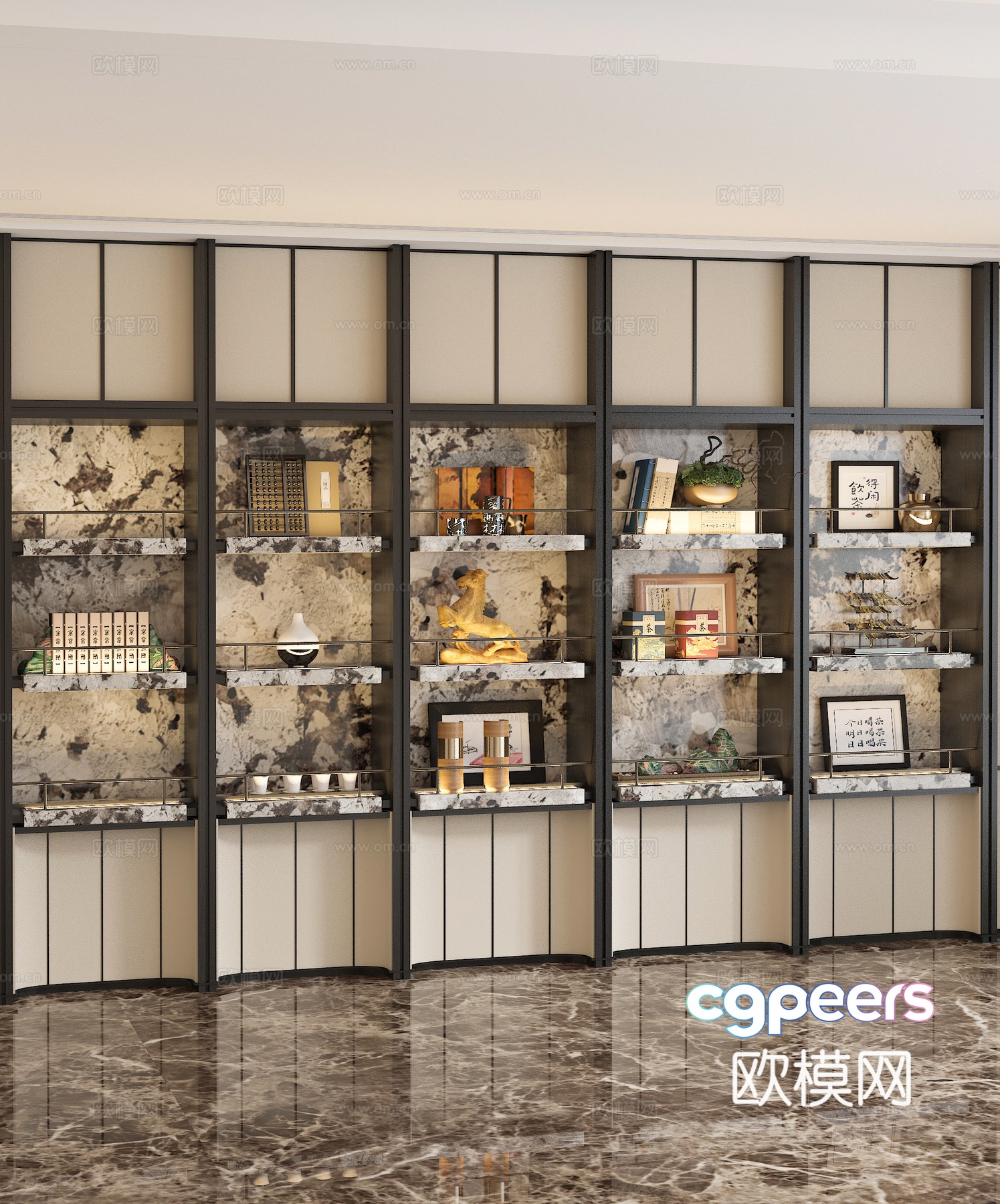New Chinese style decorative cabinet 3D model New Chinese style decorative cabinet 3D model