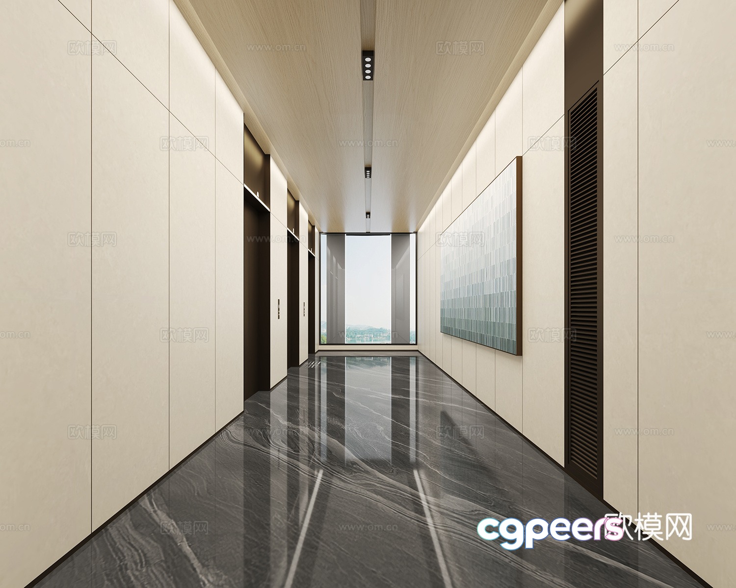 Modern elevator hall 3d model Modern elevator hall 3d model