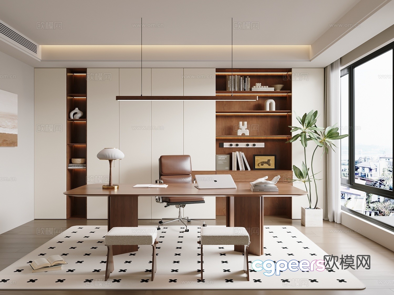Modern medieval style study room desk and chair combination bookcase modern study room 3D model Modern medieval style study room desk and chair combination bookcase modern study room 3D model