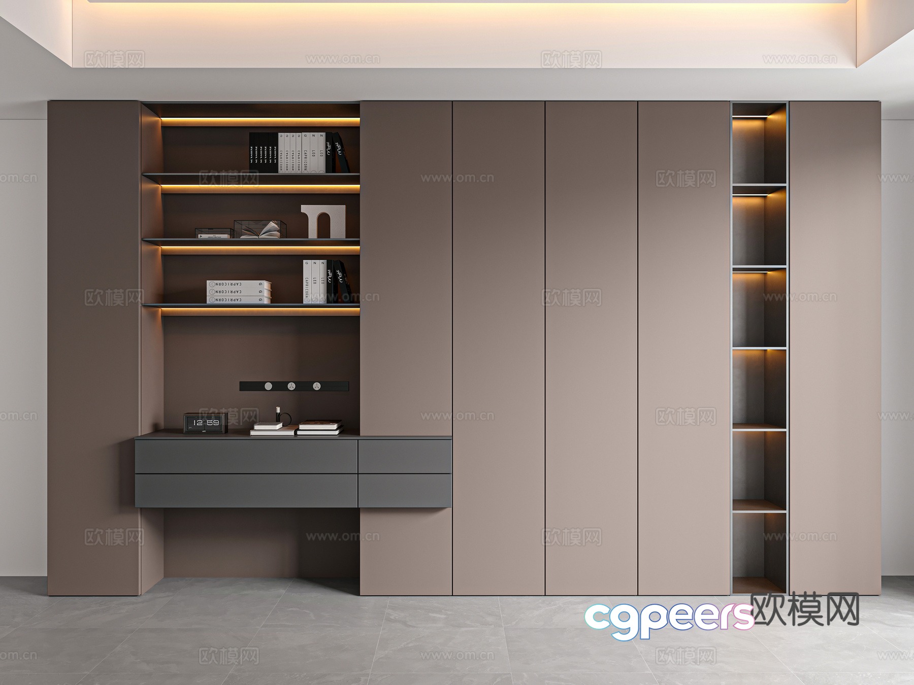Modern Italian bookcase 3d model Modern Italian bookcase 3d model