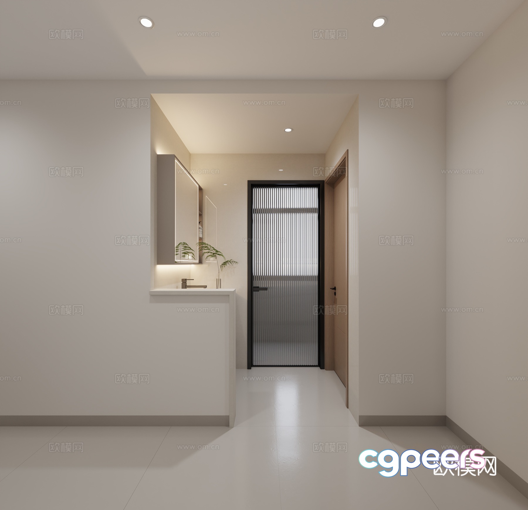 Half wall bathroom washing area 3D model Half wall bathroom washing area 3D model