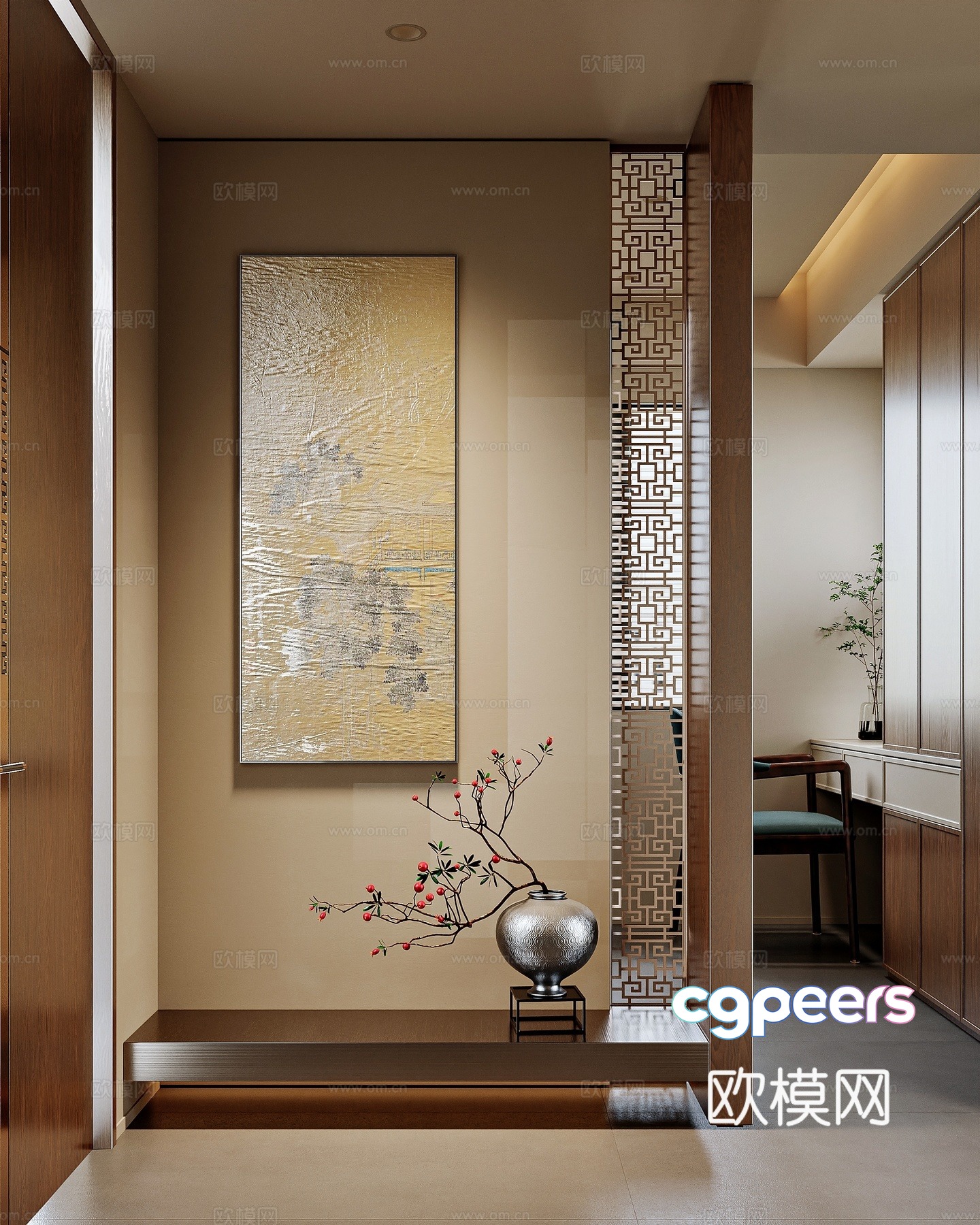 New Chinese style home entrance 3D model New Chinese style home entrance 3D model