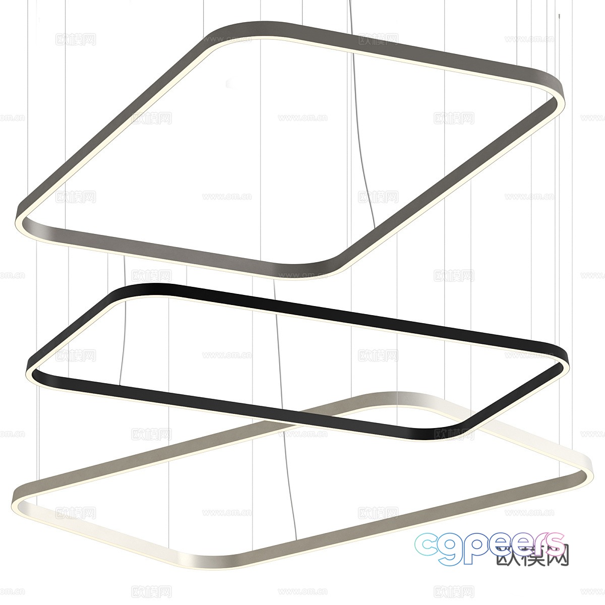 Modern minimalist linear decorative chandeliers 3d model Modern minimalist linear decorative chandeliers 3d model