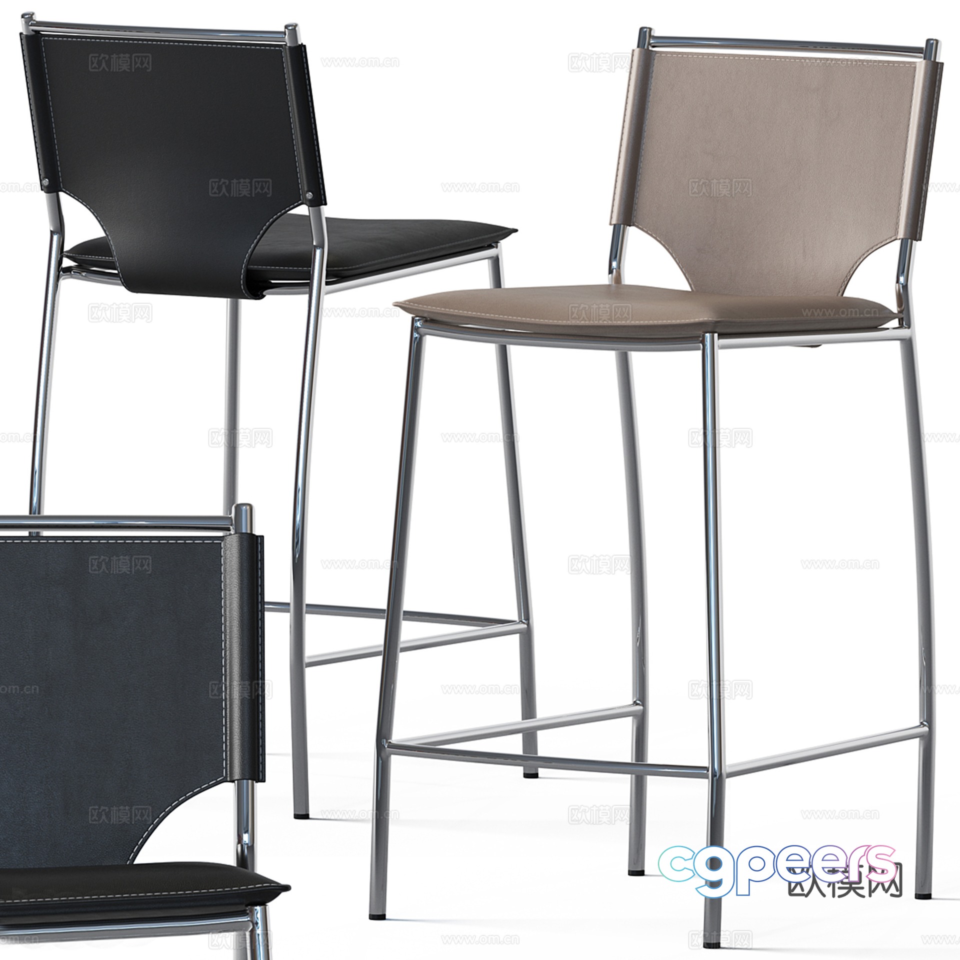 Modern leather bar chair 3d model Modern leather bar chair 3d model