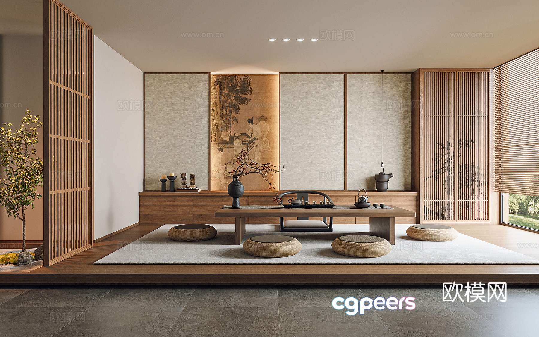 New Chinese style tatami tea room 3D model New Chinese style tatami tea room 3D model