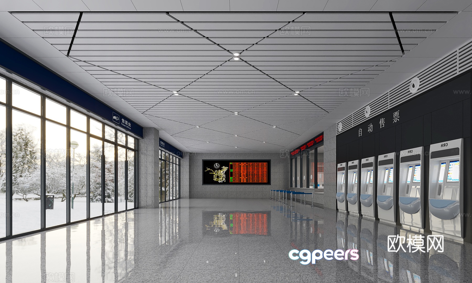 Station ticket hall 3d model Station ticket hall 3d model