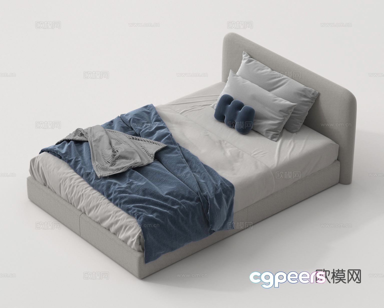 Single bed fabric bed 3d model Single bed fabric bed 3d model