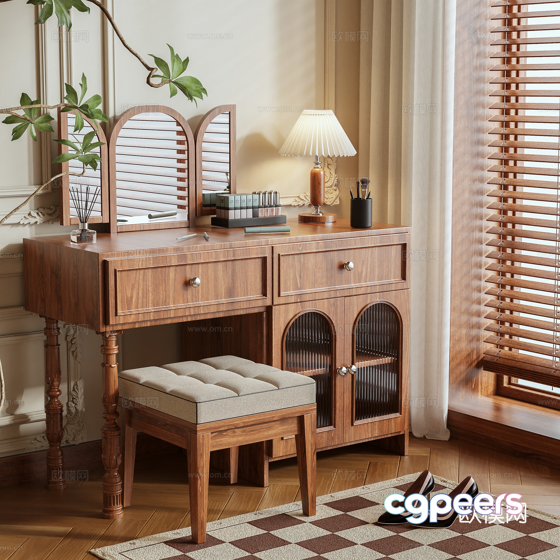 Log style dressing table 3d model Log style dressing table 3d model