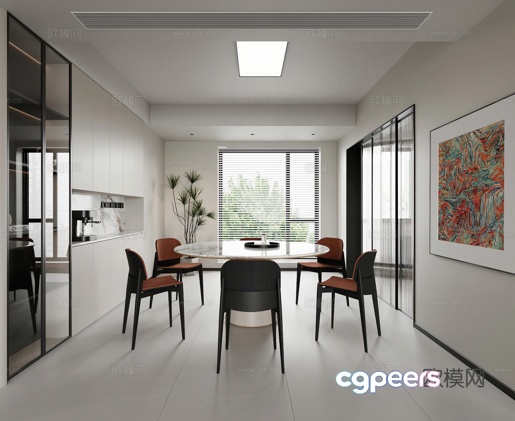 Modern restaurant Round dining table Wine cabinet Simple ceiling light Modern living restaurant Simple 3D model Modern restaurant Round dining table Wine cabinet Simple ceiling light Modern living restaurant Simple 3D model