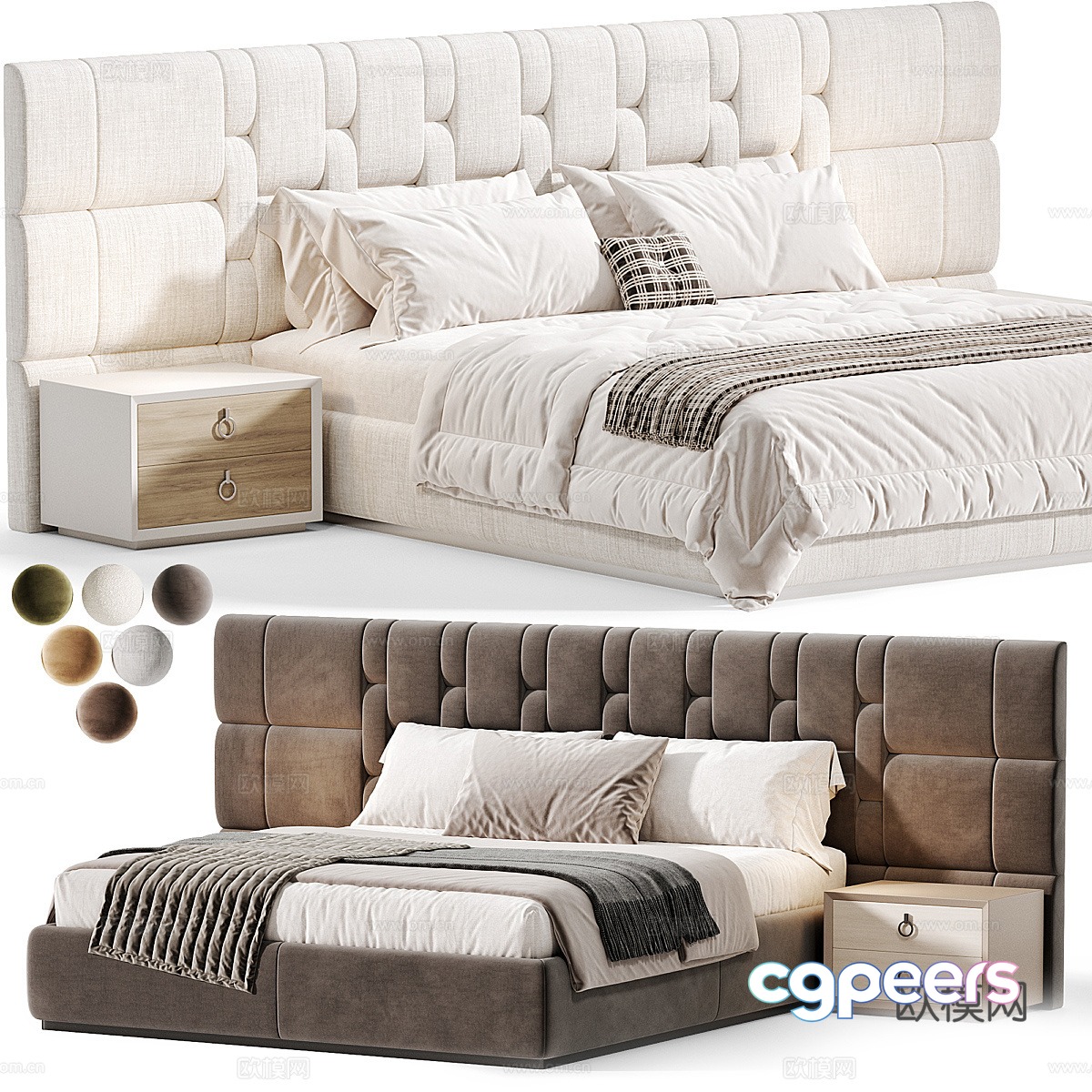 Modern Italian Klass fabric double bed 3D model Modern Italian Klass fabric double bed 3D model