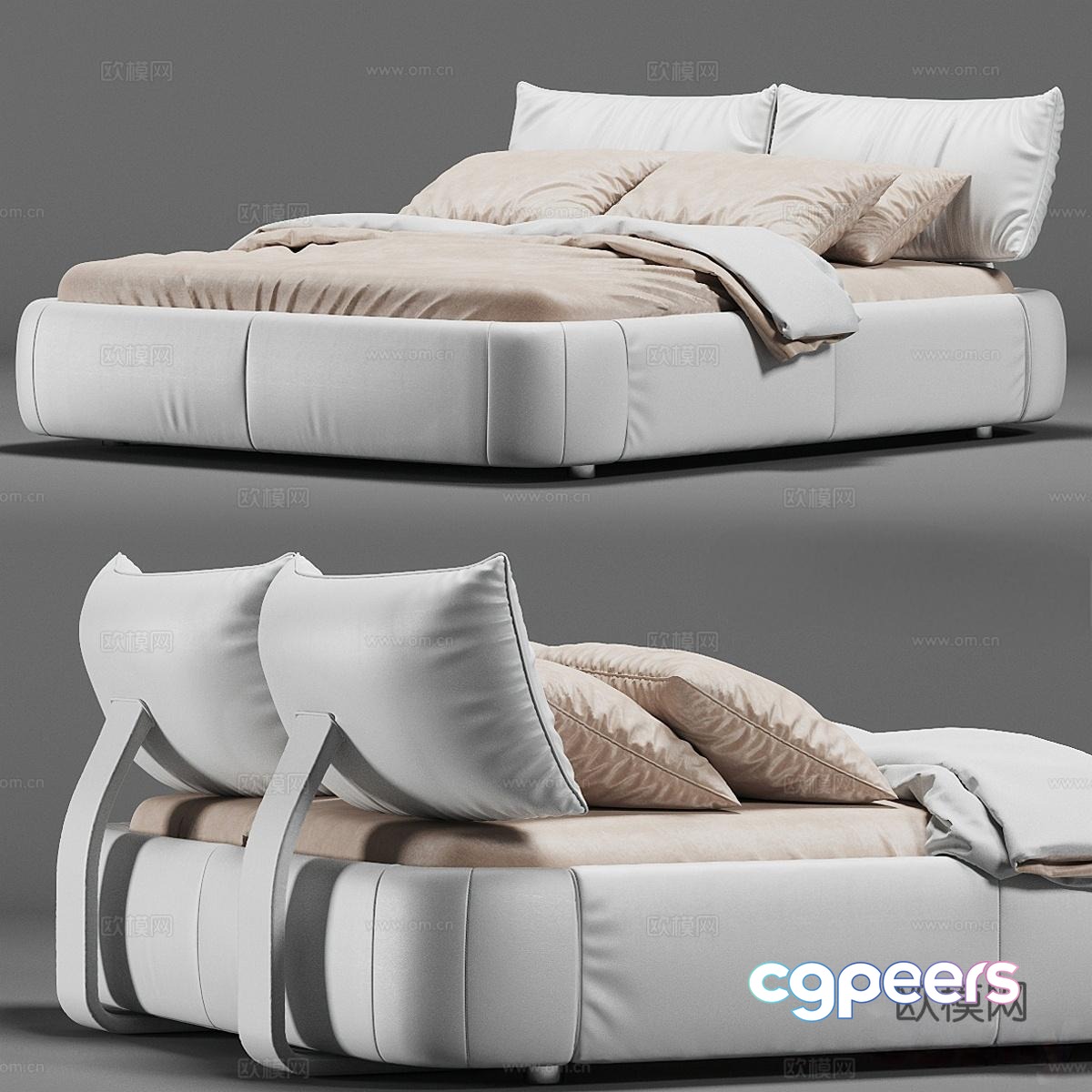 QUAELA Modern Art Double Bed Leather Double Bed Minimalist Bed 3D Model QUAELA Modern Art Double Bed Leather Double Bed Minimalist Bed 3D Model