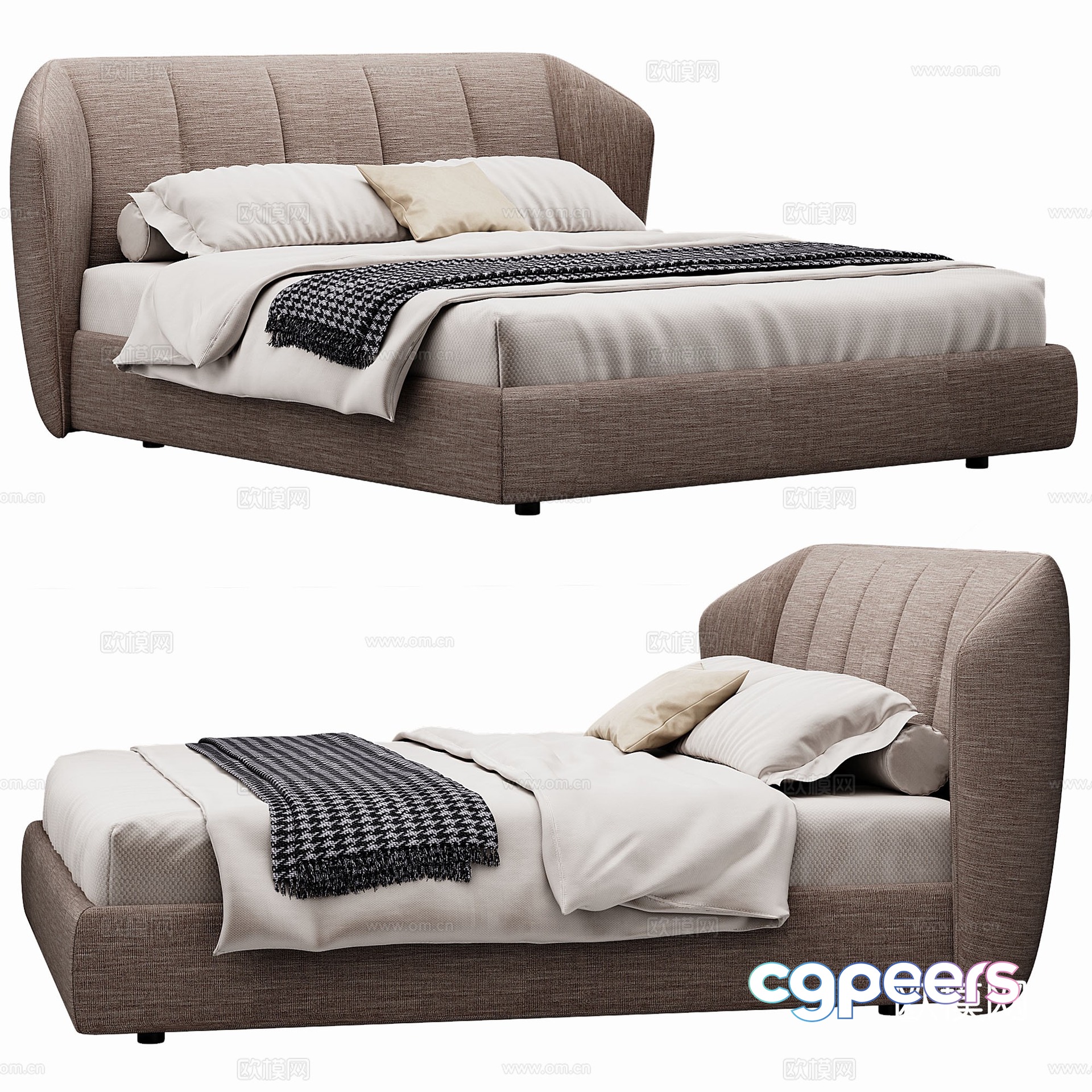 Modern Double Bed Fabric Double Bed Bedroom Bed Frame Bedding Bedding Pillow Holding 3D Model Modern Double Bed Fabric Double Bed Bedroom Bed Frame Bedding Bedding Pillow Holding 3D Model