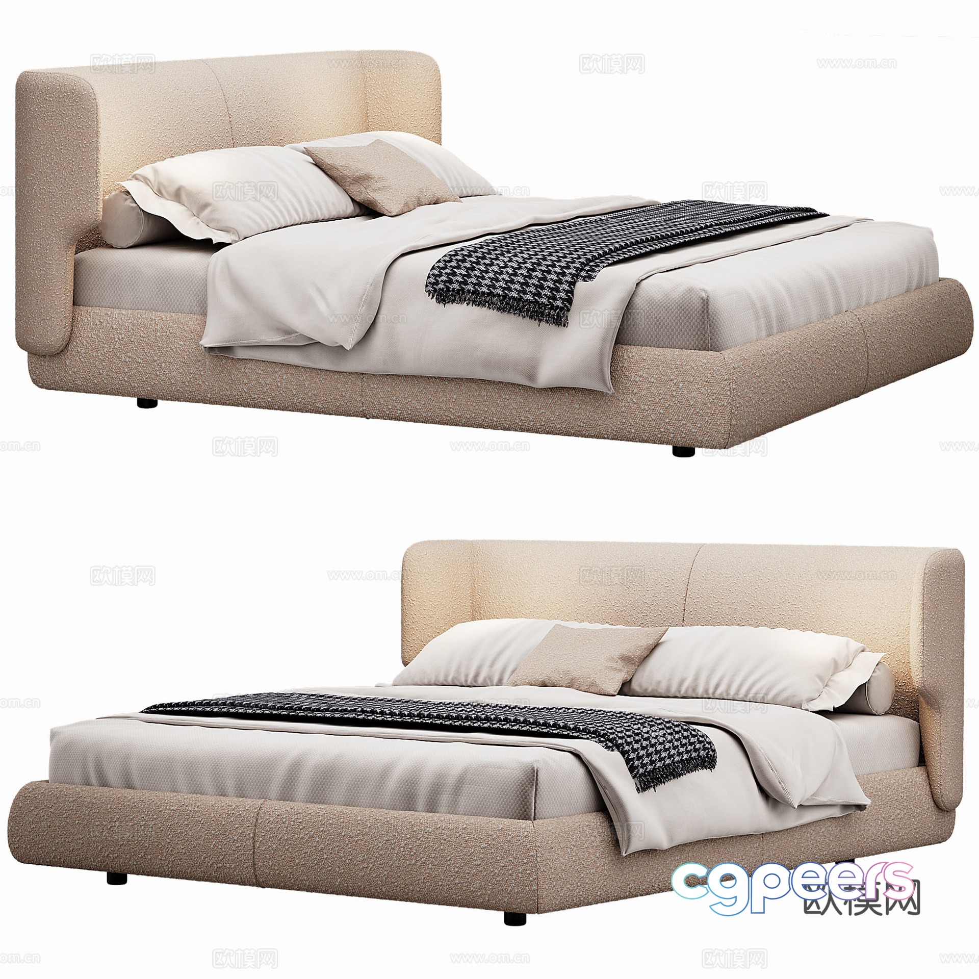 Modern Double Bed Fabric Double Bed Bedroom Bed Frame Bedding Bedding Pillow Holding 3D Model Modern Double Bed Fabric Double Bed Bedroom Bed Frame Bedding Bedding Pillow Holding 3D Model