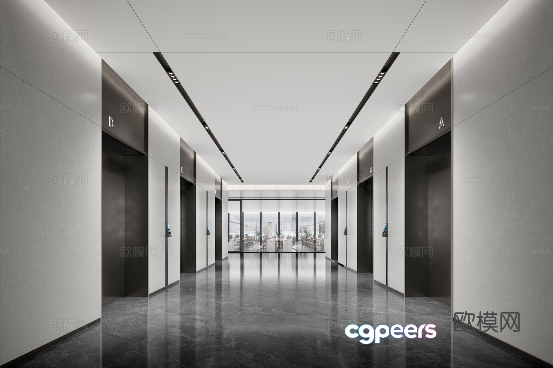 Modern elevator hall 3d model Modern elevator hall 3d model