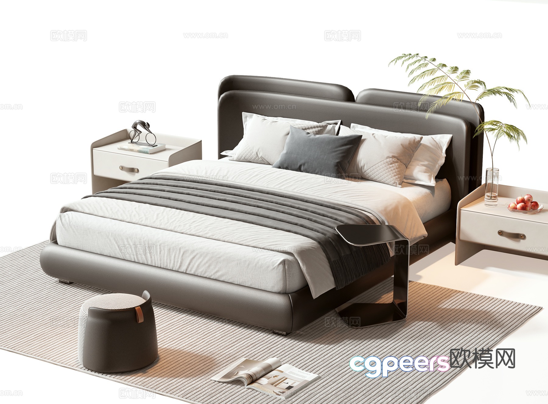 Minotti modern double bed 3d model Minotti modern double bed 3d model