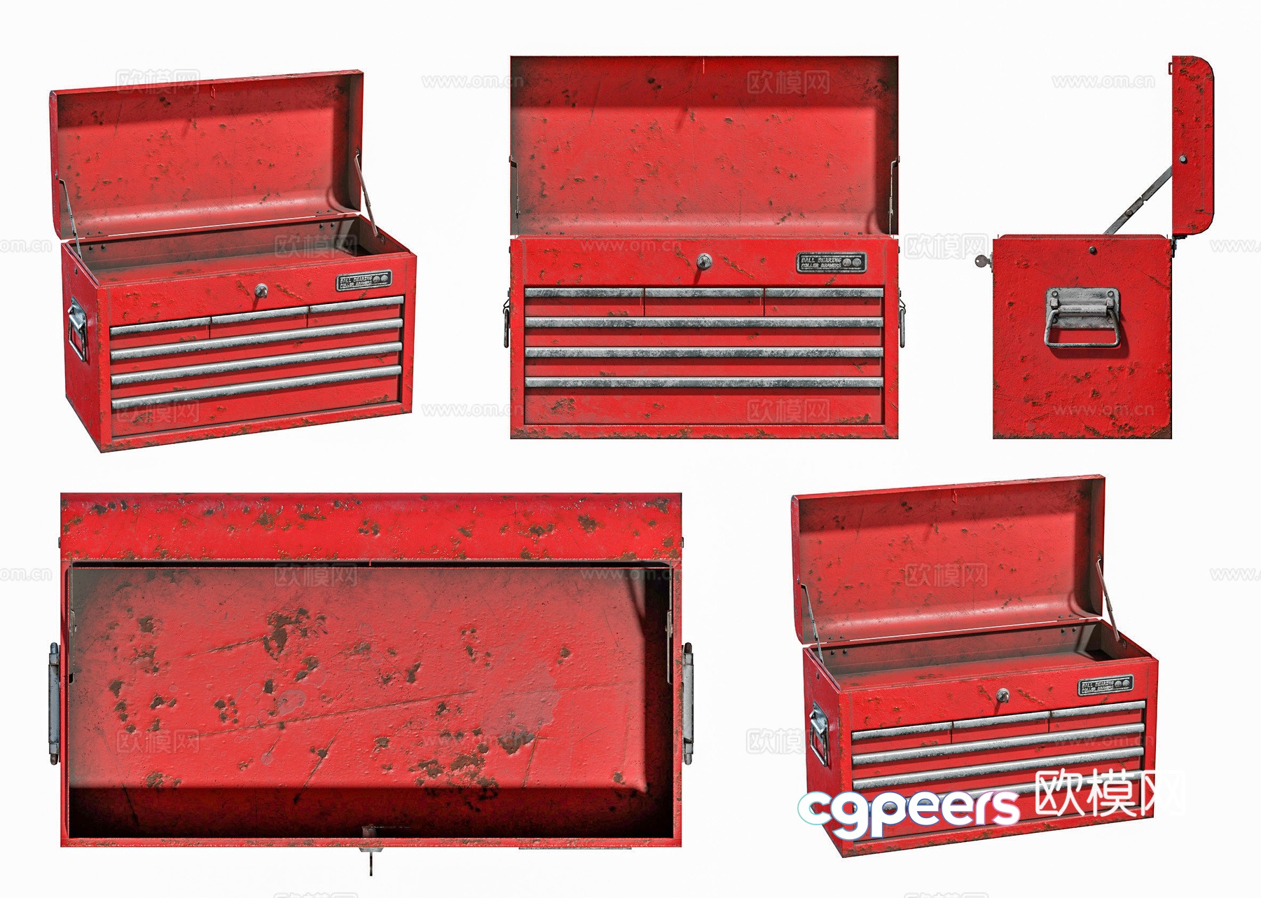 Retro toolbox red box metal toolbox retro old metal box industrial box 3d model Retro toolbox red box metal toolbox retro old metal box industrial box 3d model