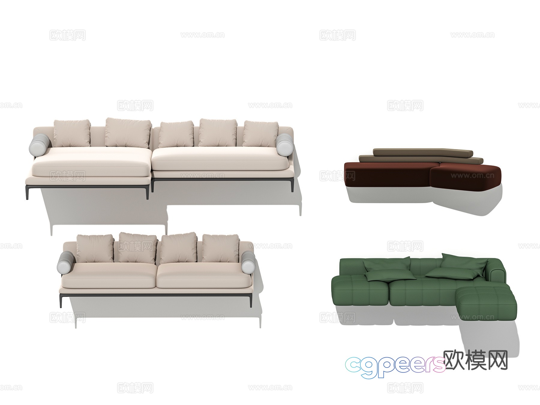 Modern Wasabi style Indoor fabric Leather double corner Multiplayer sofa combination 3D model Modern Wasabi style Indoor fabric Leather double corner Multiplayer sofa combination 3D model